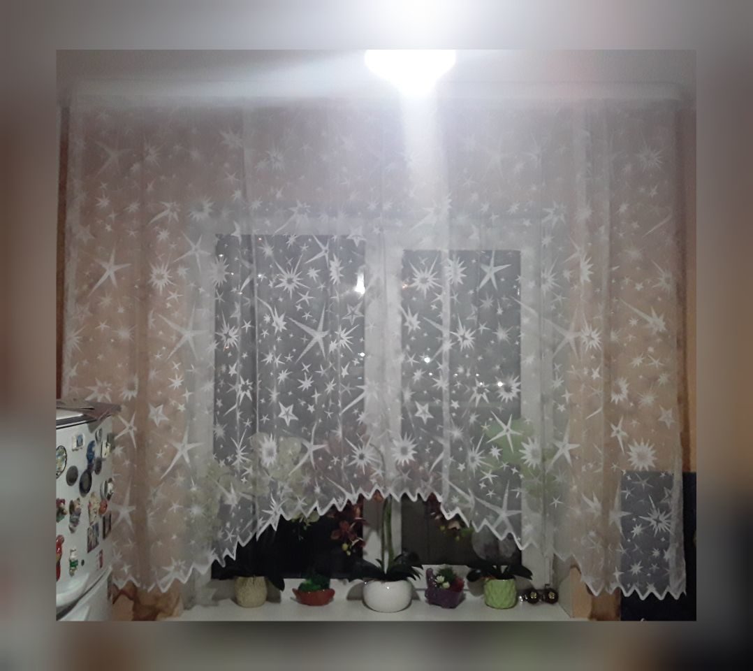 Фотография покупателя товара Тюль на кухню со шторной лентой, 315х160 см, цвет белый, 100% полиэстер - Фото 8