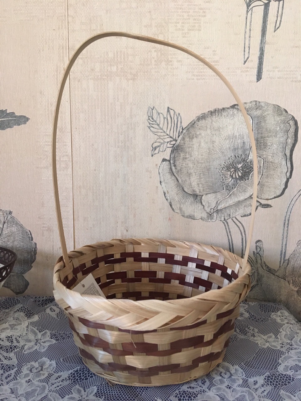 Фотография покупателя товара Набор корзин плетёных, бамбук, 3 шт., натуральный цвет, тёмная полоса - Фото 1