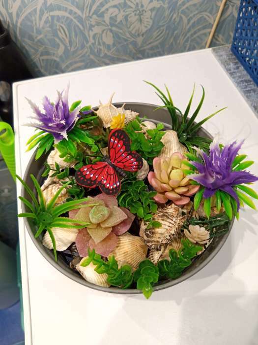 Фотография покупателя товара Растение искусственное аквариумное, 11х9х6 см, (набор 2 шт), фиолетовый - Фото 2