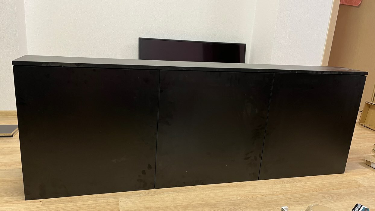 Фотография покупателя товара Тумба подвесная под ТВ 4, 1800х640х210, цвет чёрный - Фото 1