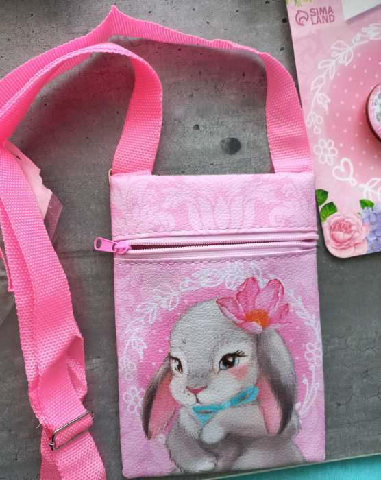 Фотография покупателя товара Подарочный набор для девочки «Зайка», сумка, брошь, цвет розовый - Фото 1