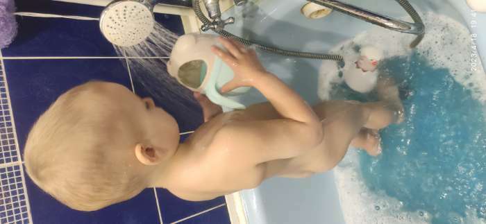 Фотография покупателя товара Ковш для купания и мытья головы, детский банный ковшик, хозяйственный «Хрюшка», цвет голубой