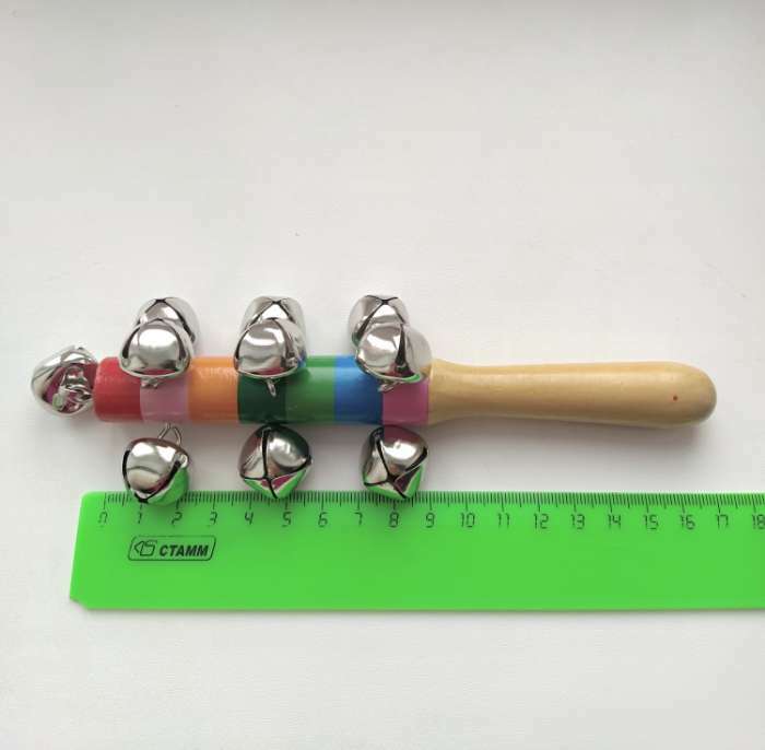 Фотография покупателя товара Деревянная музыкальная игрушка «Бубенцы радуга» 18 см - Фото 1
