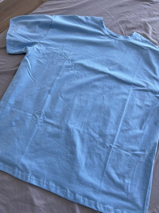 Фотография покупателя товара Футболка женская MINAKU OVERSIZE FIT: цвет голубой, р-р 42 - Фото 1