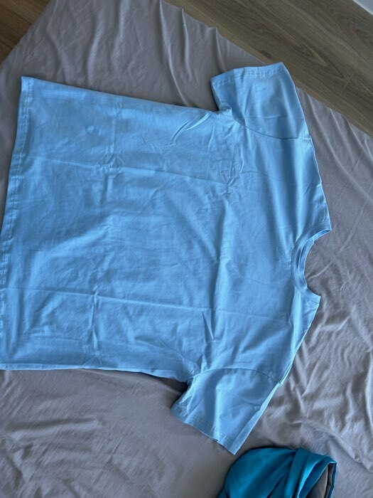 Фотография покупателя товара Футболка женская MINAKU OVERSIZE FIT: цвет голубой, р-р 42 - Фото 2