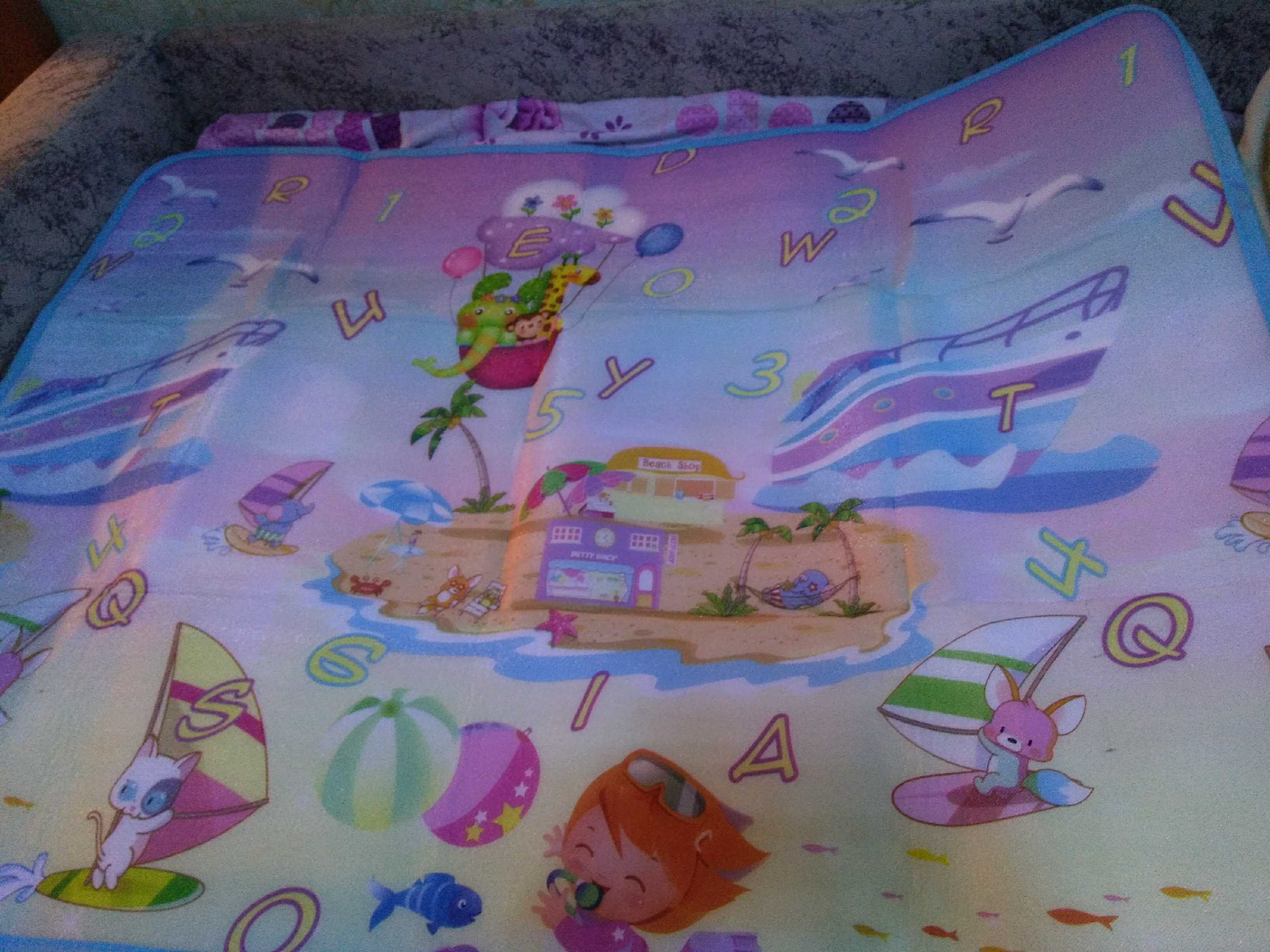 Фотография покупателя товара Коврик детский на фольгированной основе «Морское путешествие», размер 119х88 см, цвета МИКС - Фото 3