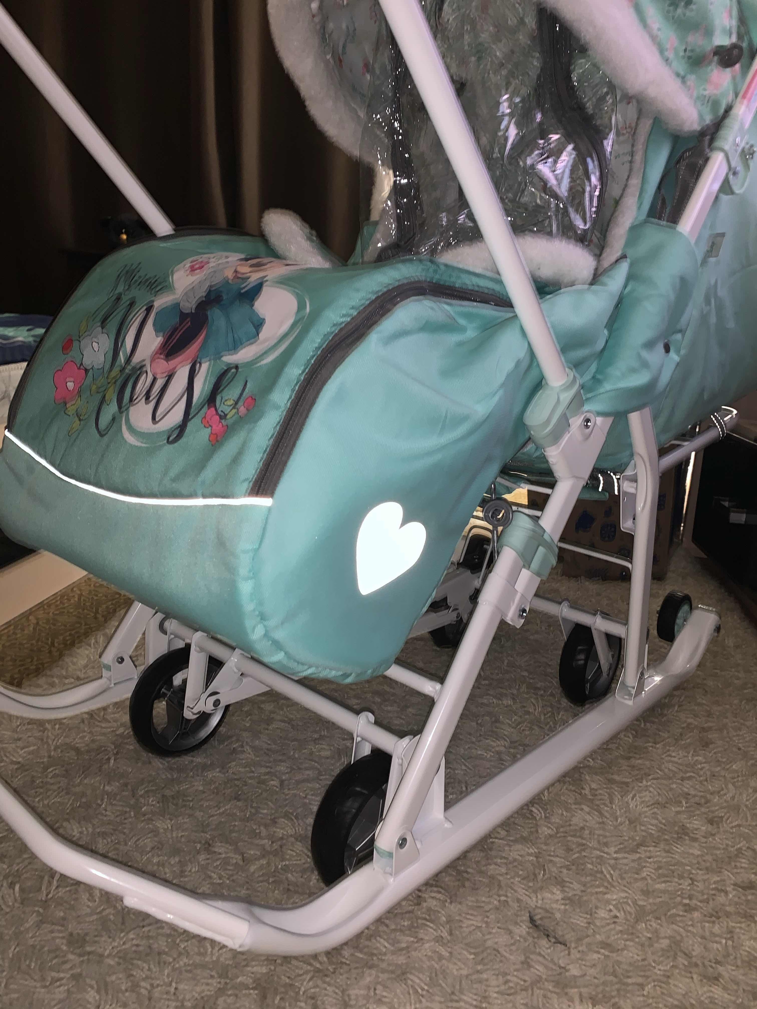 Фотография покупателя товара Санки коляска «Disney-baby 2. Минни Маус», цвет мятный - Фото 10