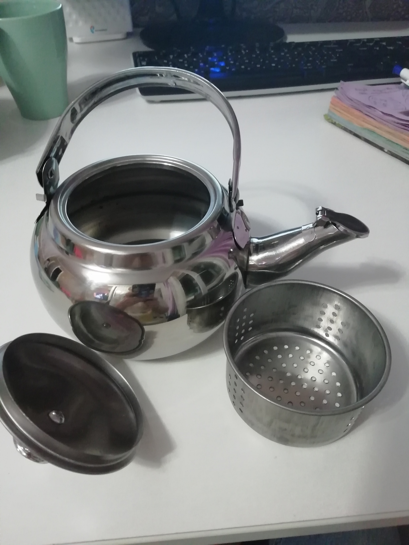 Фотография покупателя товара Чайник из нержавеющей стали «Гретель», 1,1 л, металлическое сито, цвет хромированный - Фото 4