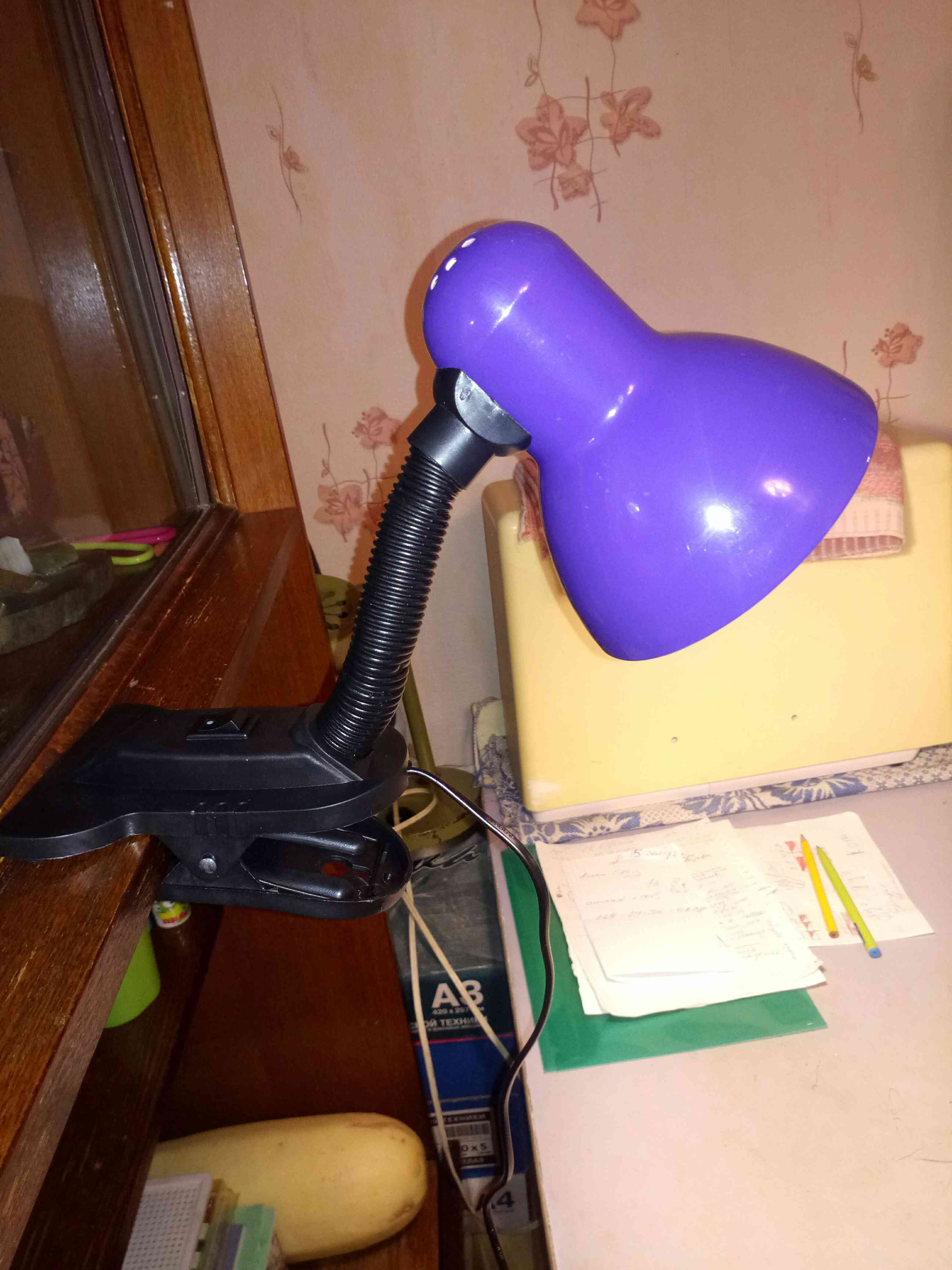 Фотография покупателя товара Лампа настольная Е27, с выкл. на зажиме (220В) фиолетовая (108В) - Фото 8