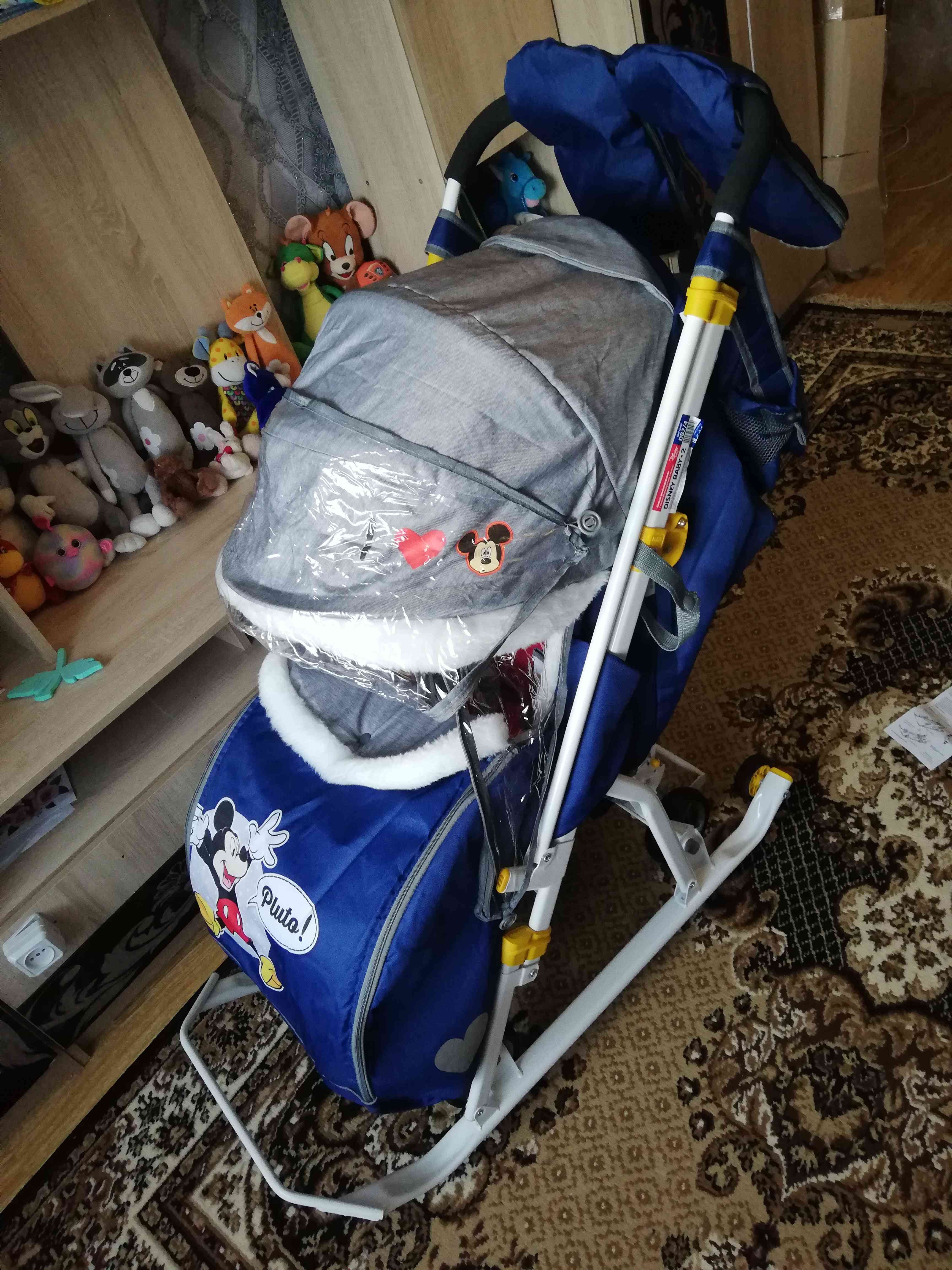 Фотография покупателя товара Санки коляска «Disney-baby 2. Микки Маус», цвет тёмно-синий - Фото 6