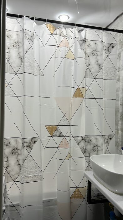 Фотография покупателя товара Штора для ванны Доляна «Геометрия», 180×180 см, EVA - Фото 1