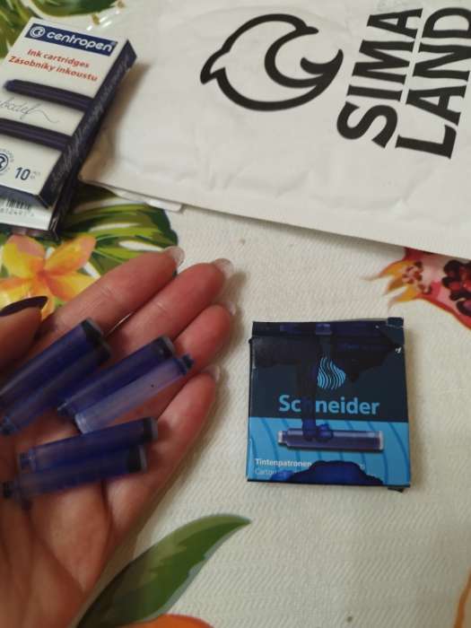 Фотография покупателя товара Картридж для перьевой ручки Schneider, 6 штук, кобальтовый, синий, картонная коробка