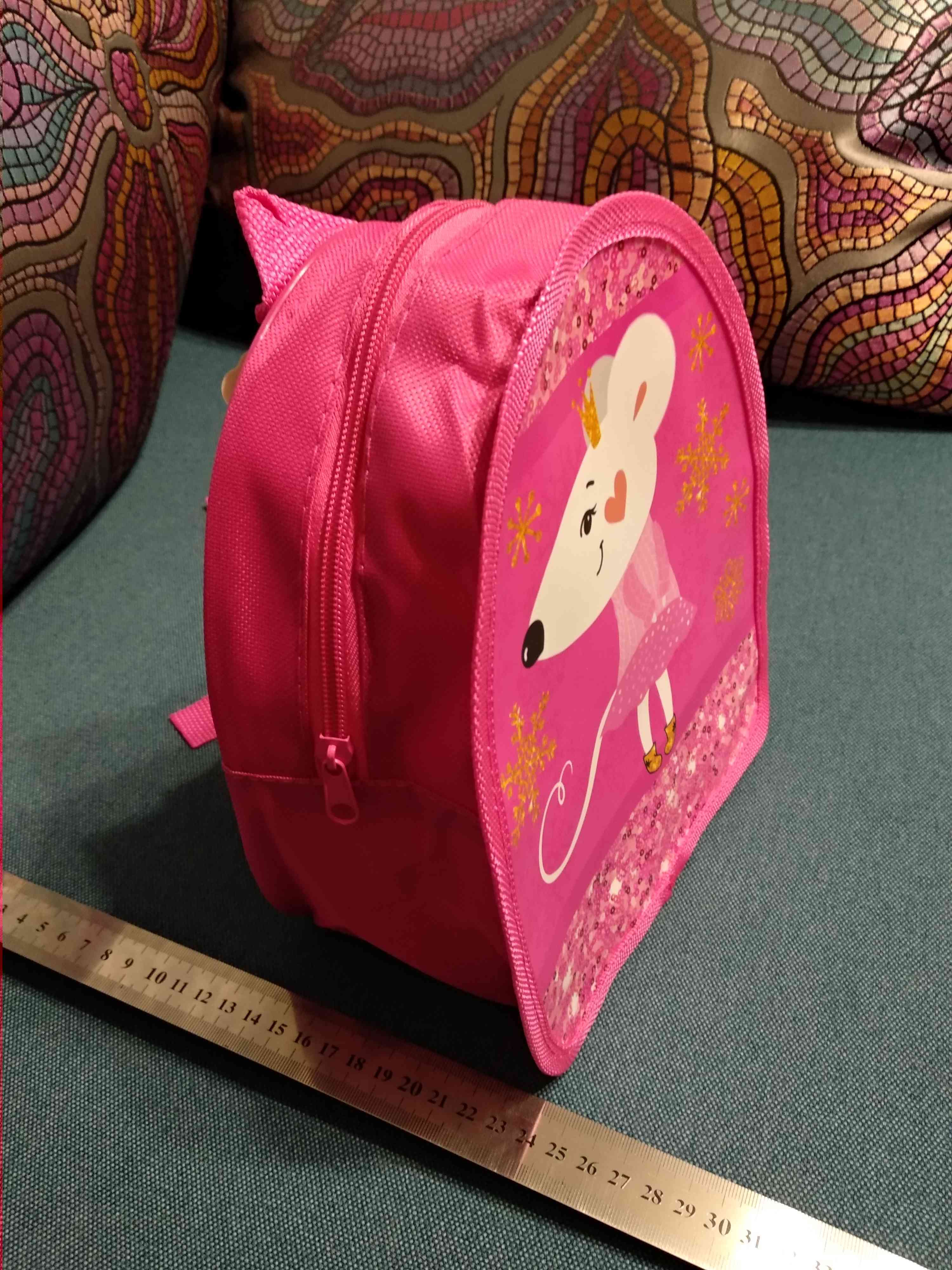 Фотография покупателя товара Рюкзак детский новогодний, отдел на молнии, цвет розовый - Фото 2