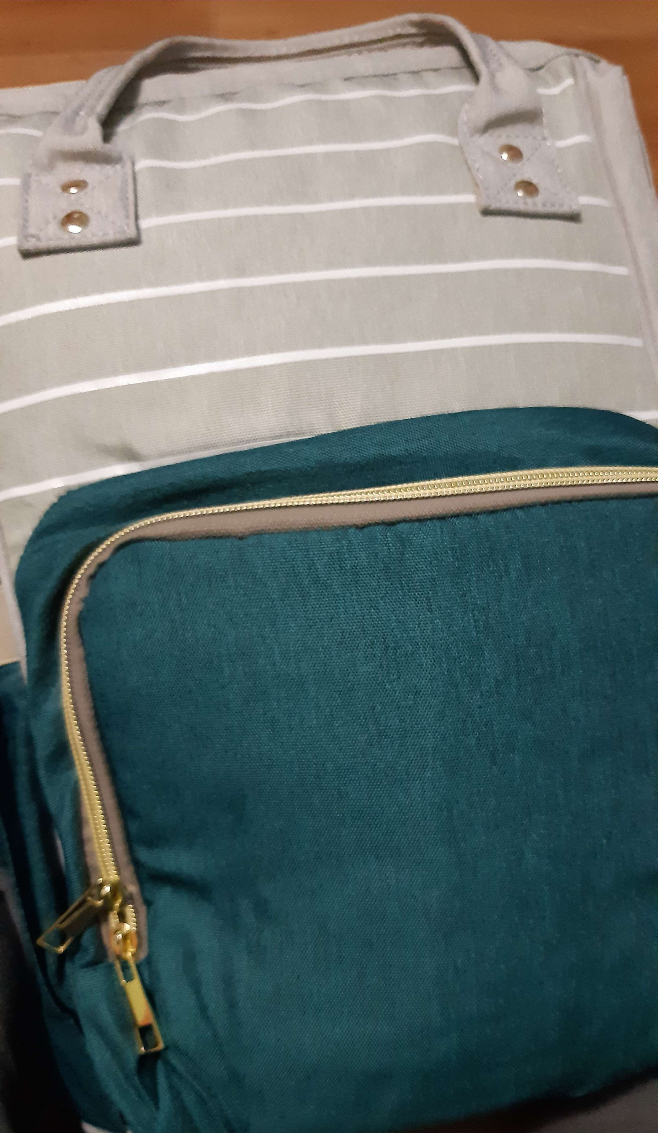 Фотография покупателя товара Рюкзак женский с термокарманом, термосумка - портфель, цвет серый/зеленый