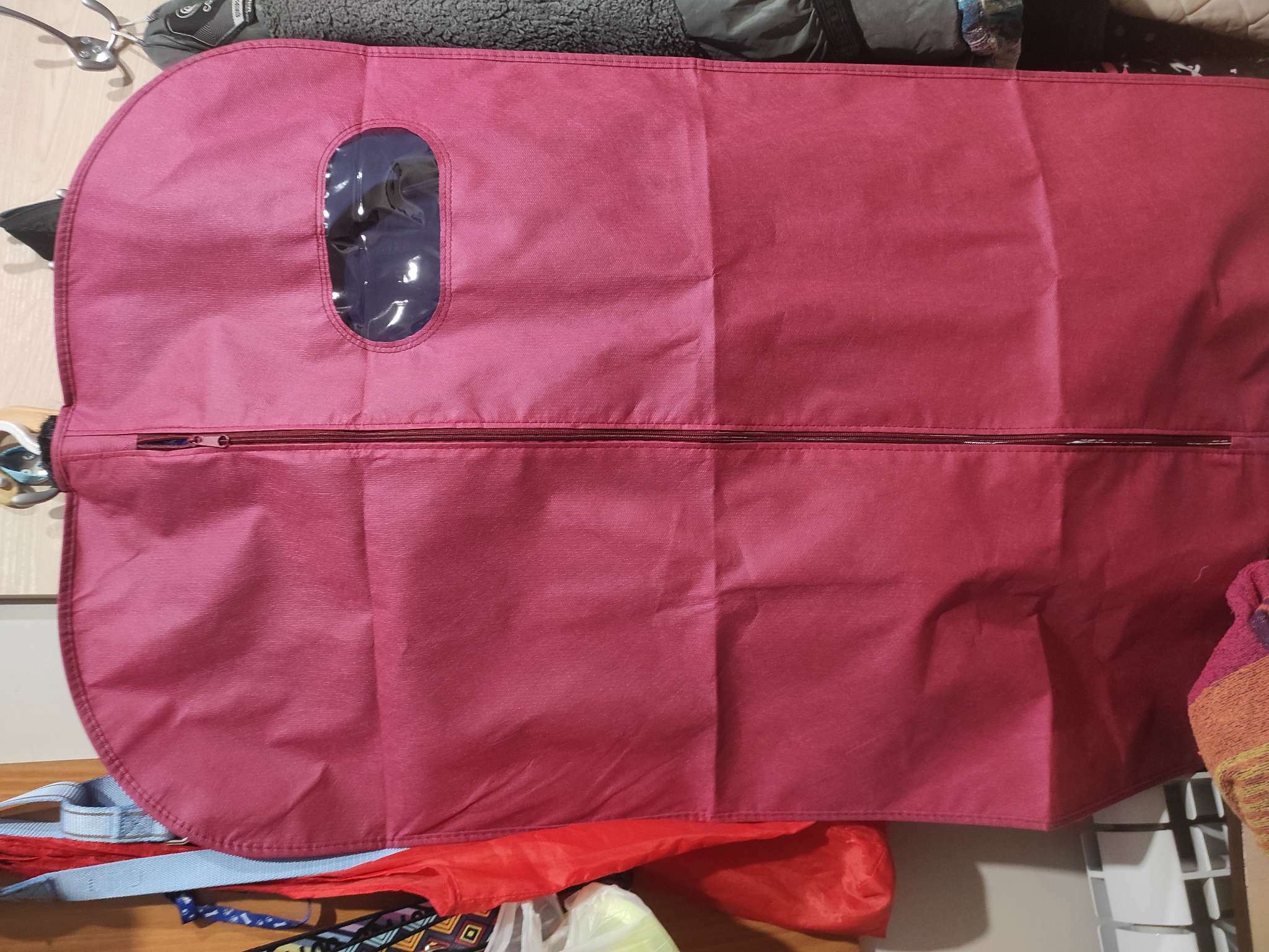 Фотография покупателя товара Чехол для одежды с окном 60×100 см, спанбонд, цвет бордо - Фото 1