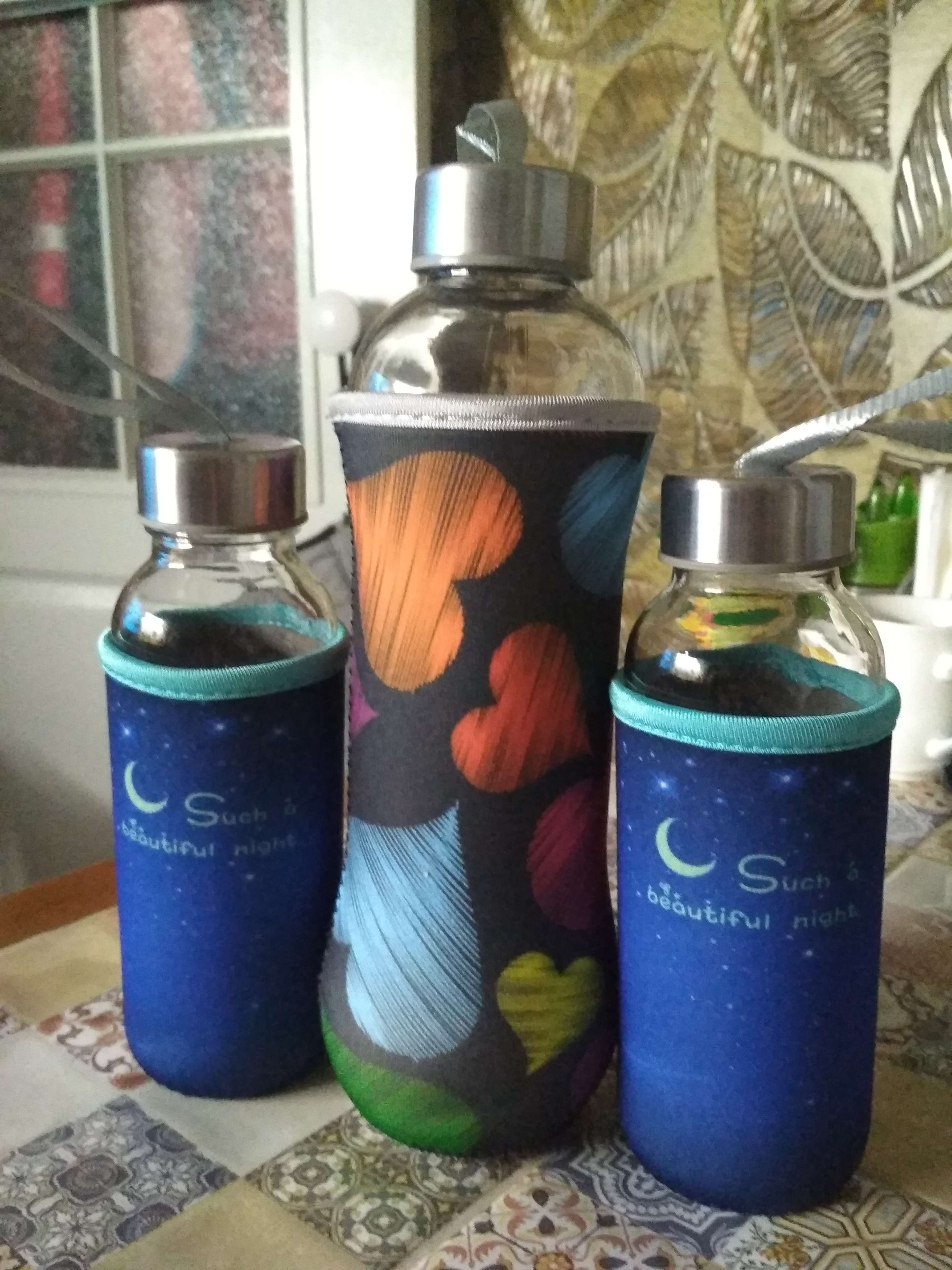 Фотография покупателя товара Бутылка для воды стеклянная в чехле «Звёздное небо», 300 мл, h=17 см, цвет МИКС - Фото 1