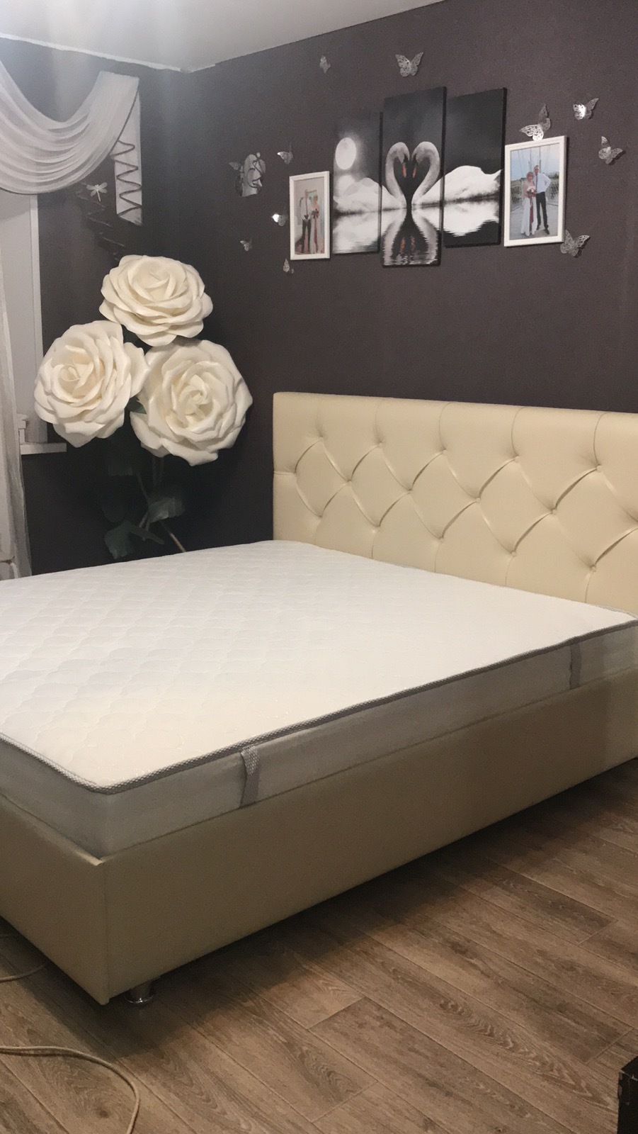 Фотография покупателя товара Кровать «Монблан» с ПМ, 140×200 см, экокожа, цвет ванильное суфле - Фото 2