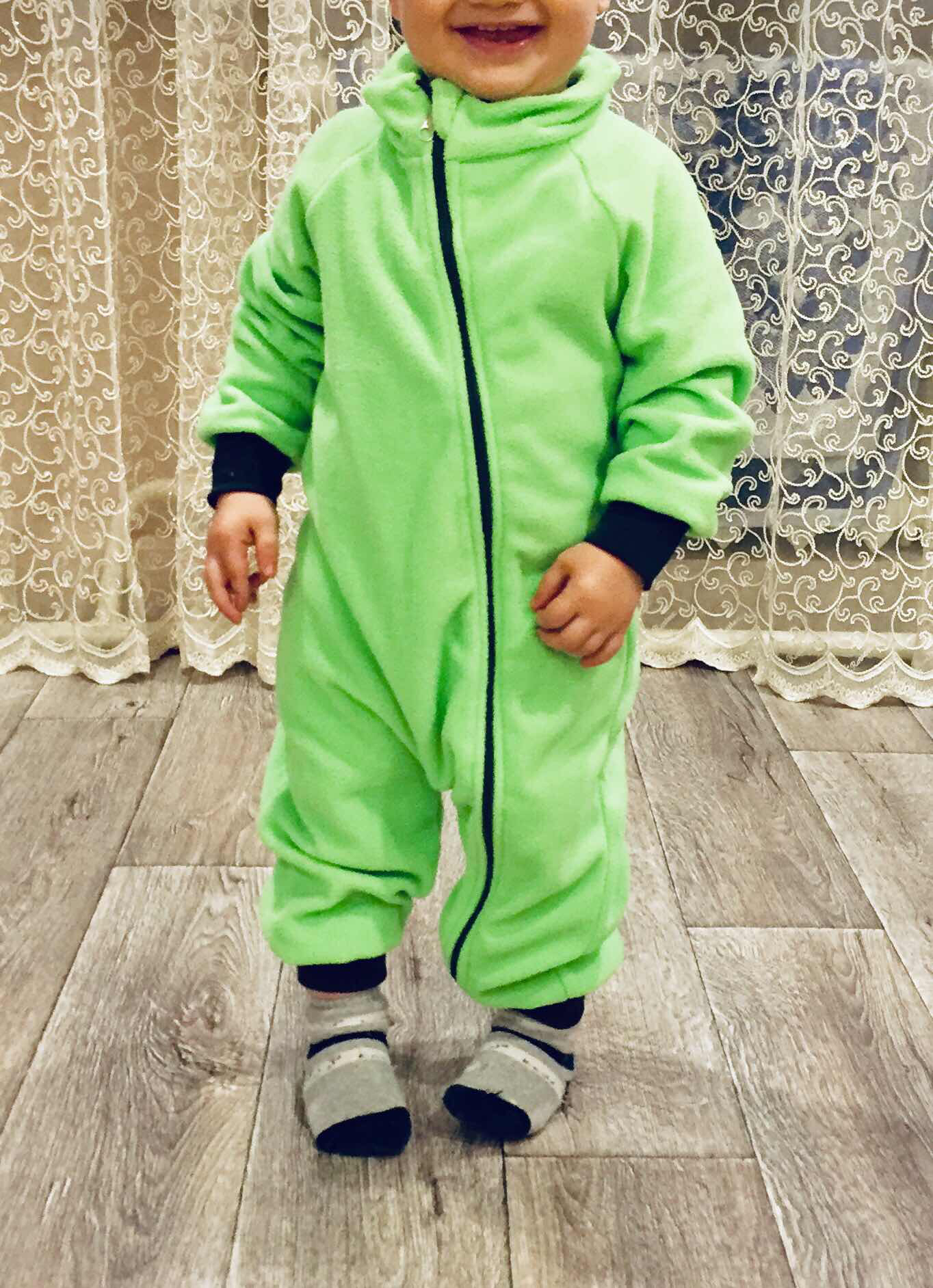 Фотография покупателя товара Комбинезон воротник-стойка (поддёва), зеленый, рост 74-80 см - Фото 3