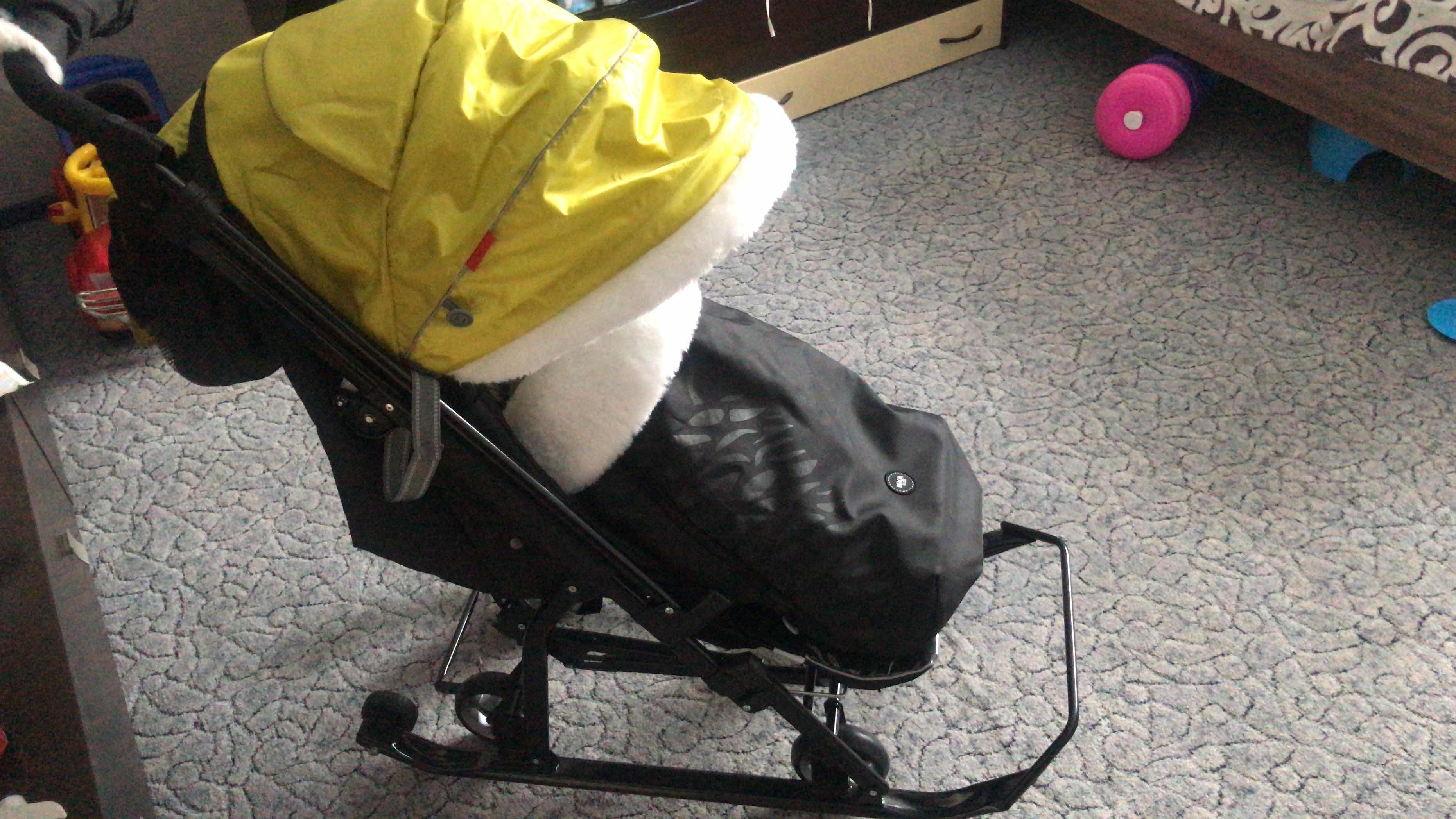 Фотография покупателя товара Санки коляска «Ника Детям НД 7-5» цвет чёрно-золотой - Фото 6