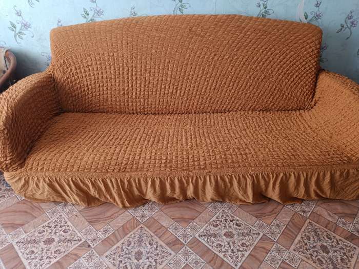 Фотография покупателя товара Чехол для трёхместного дивана BULSAN, цвет горчичный