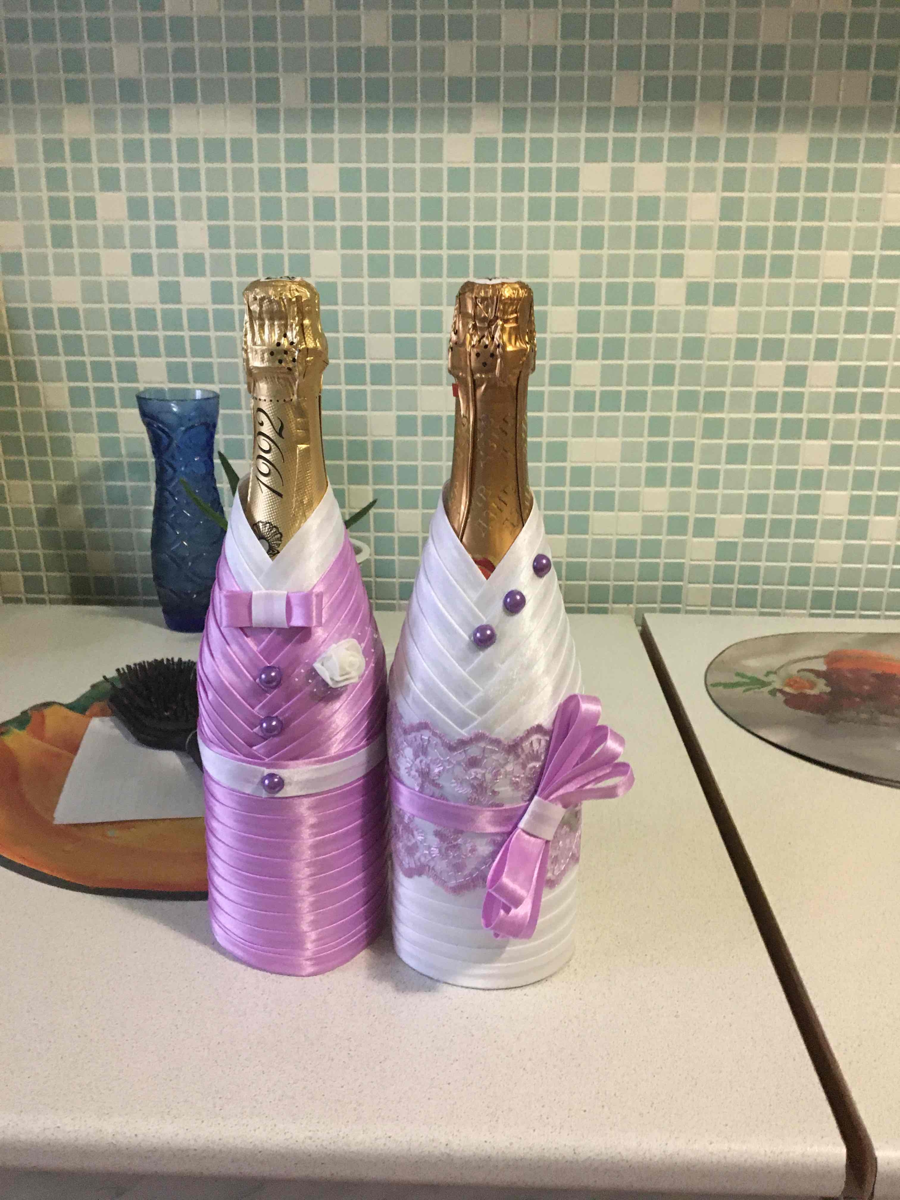 Фотография покупателя товара Украшение для шампанского "Вместе навсегда", белое с сиреневым - Фото 1