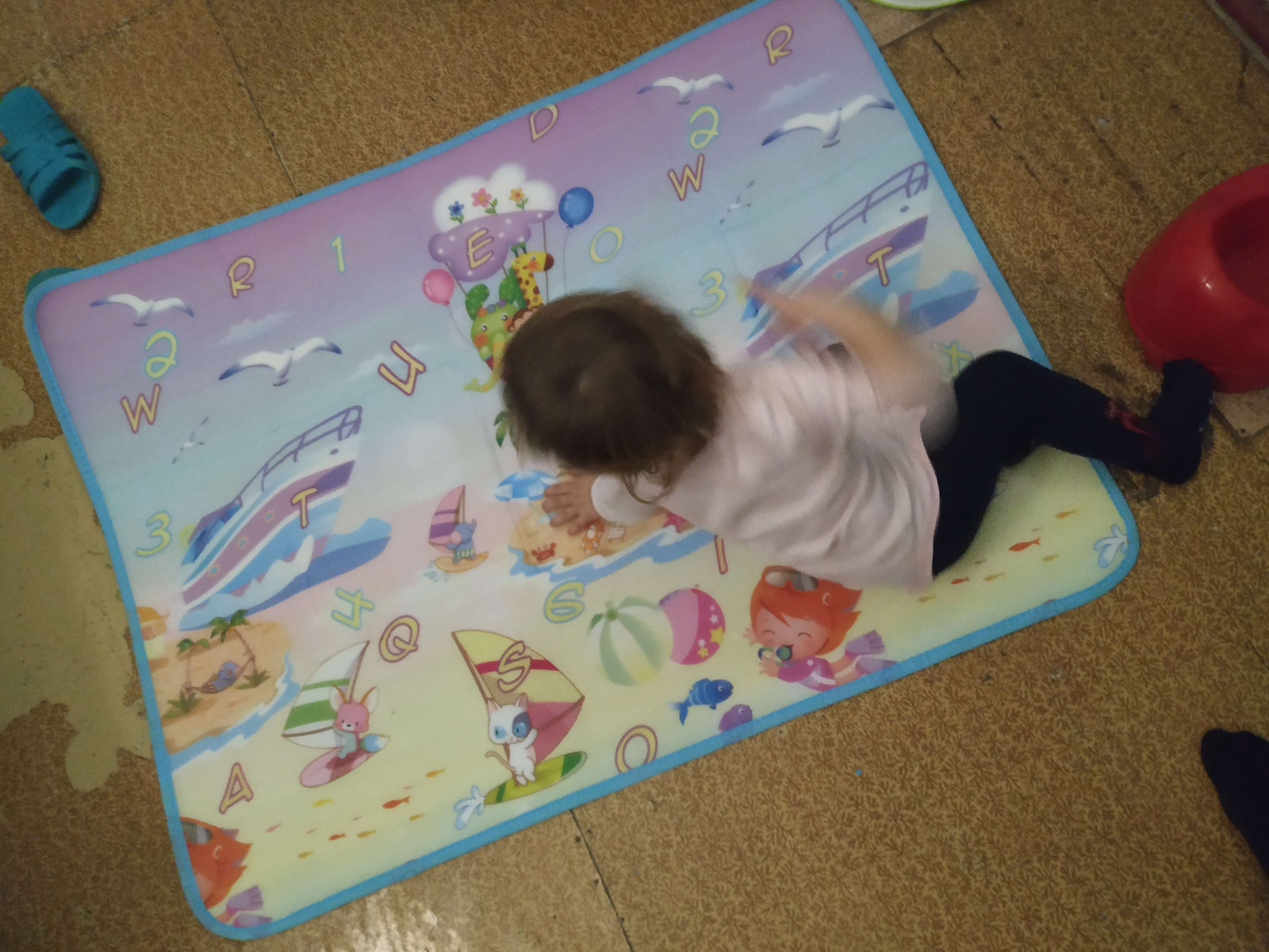 Фотография покупателя товара Коврик детский на фольгированной основе «Морское путешествие», размер 119х88 см, цвета МИКС - Фото 2