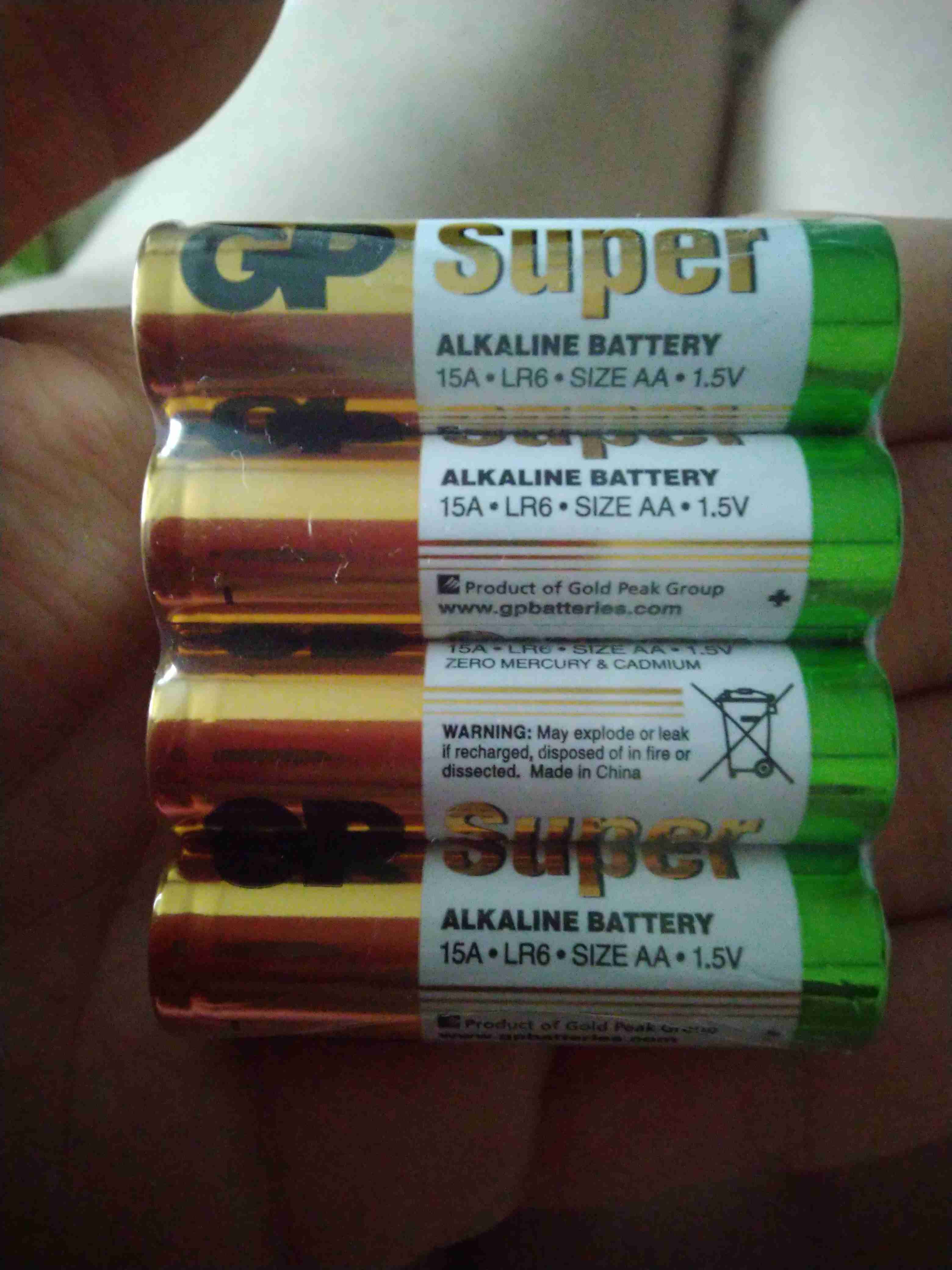 Фотография покупателя товара Батарейка алкалиновая GP Super, AA, LR6-4S, 1.5В, спайка, 4 шт. - Фото 1