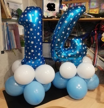 Фотография покупателя товара Букет из шаров «Цифра 4», фольга, латекс, набор 9 шт., цвет голубой, виды МИКС