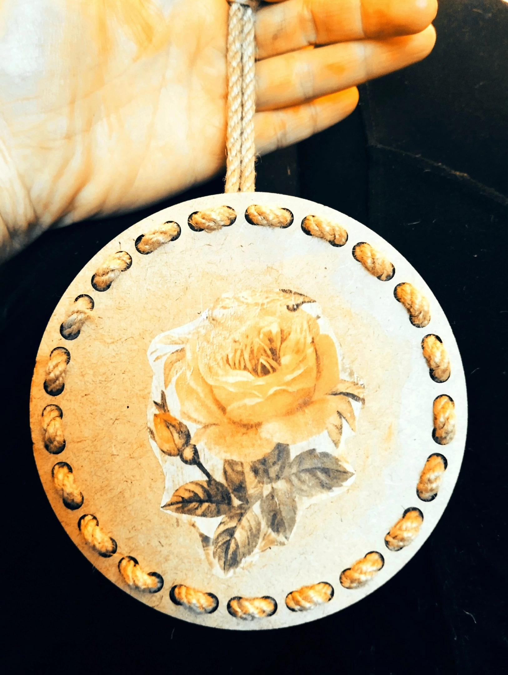 Фотография покупателя товара Заготовка для вязания "Круг", донышко хдф коричневый гладкий, 15 см, d=7мм - Фото 5