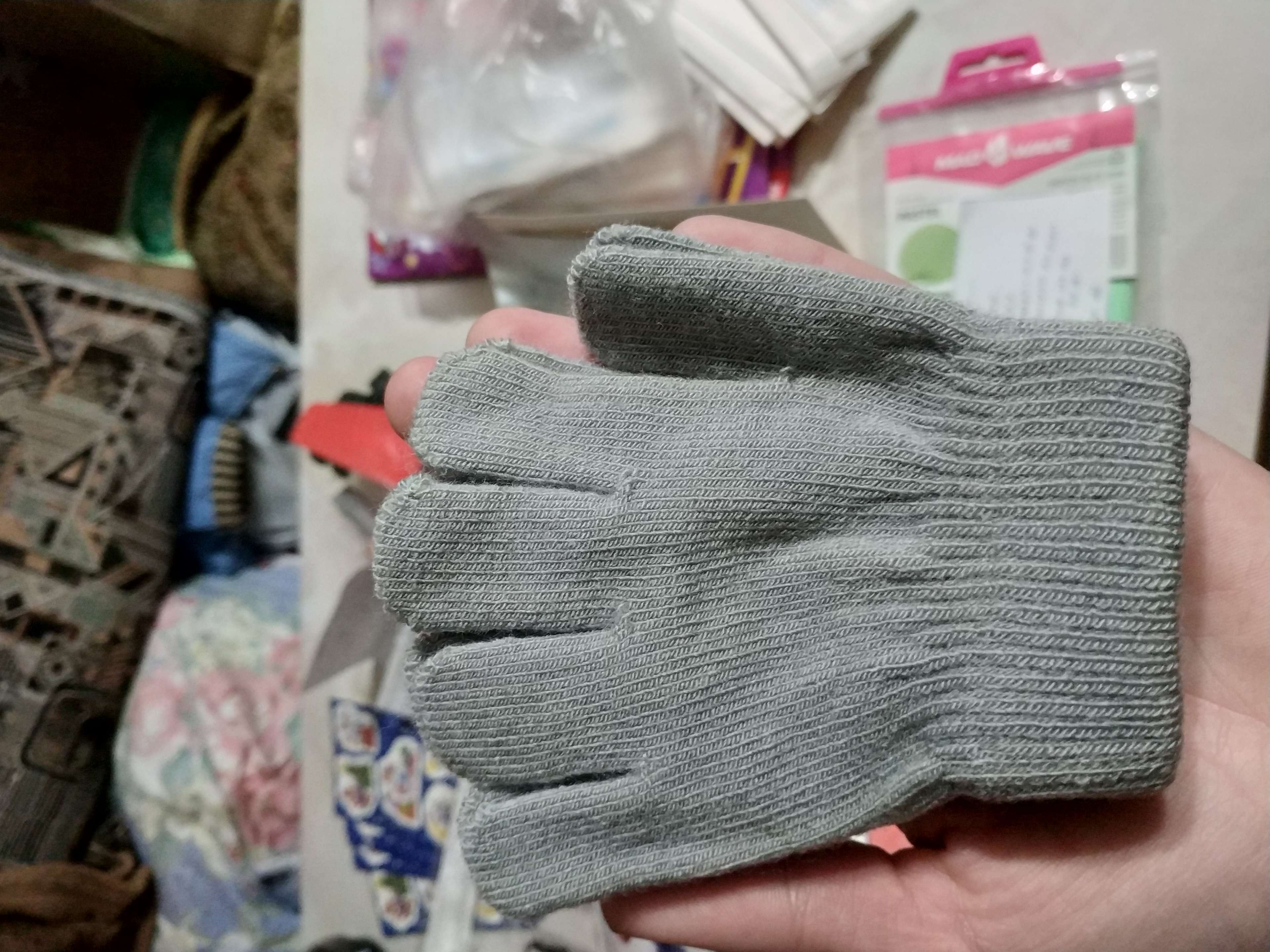 Фотография покупателя товара Перчатки одинарные для девочки, размер 14, цвет серый - Фото 1