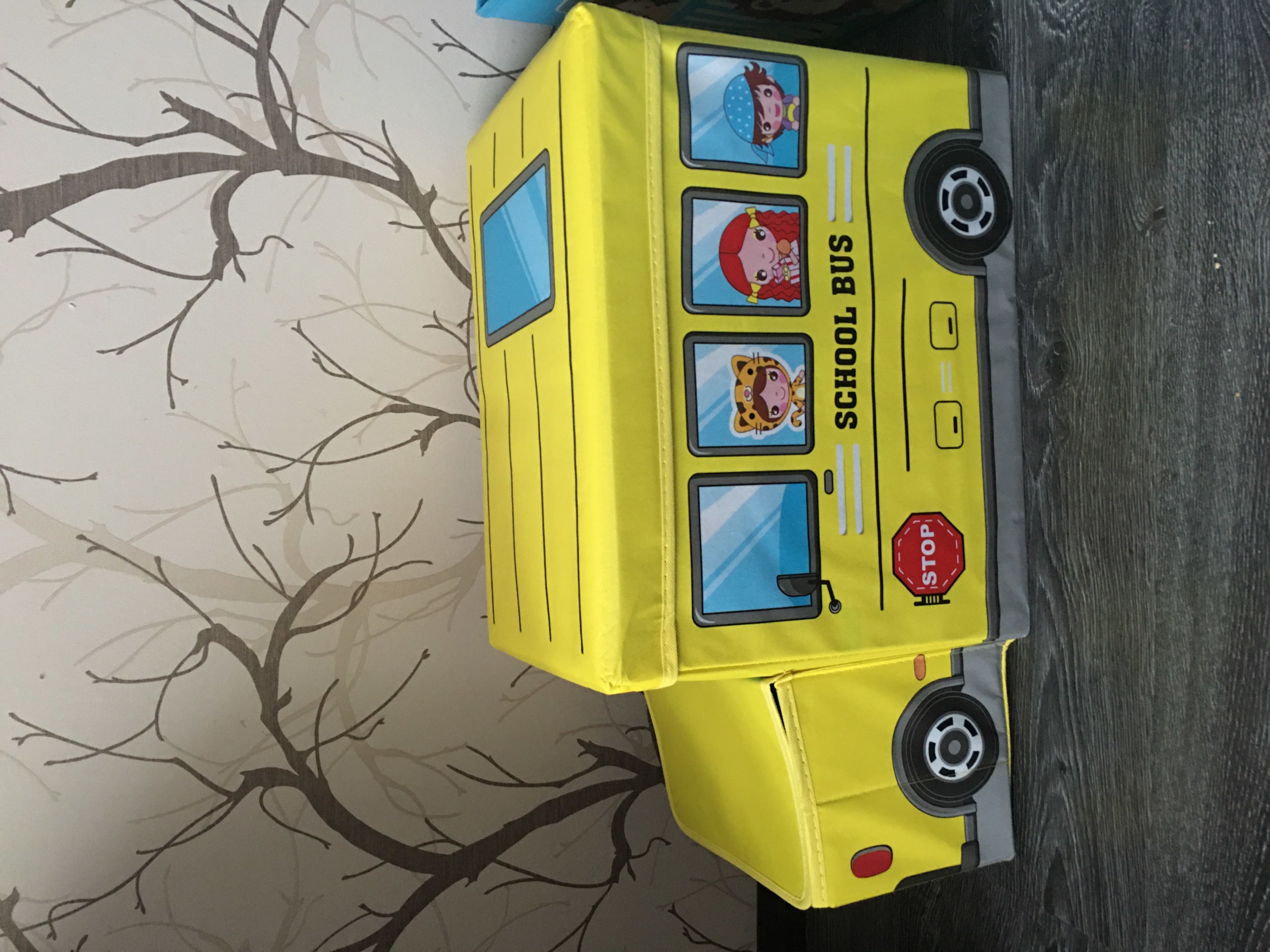 Фотография покупателя товара Короб стеллажный для хранения с крышкой Доляна «Школьный автобус», 55×26×32 см, 2 отделения, цвет жёлтый