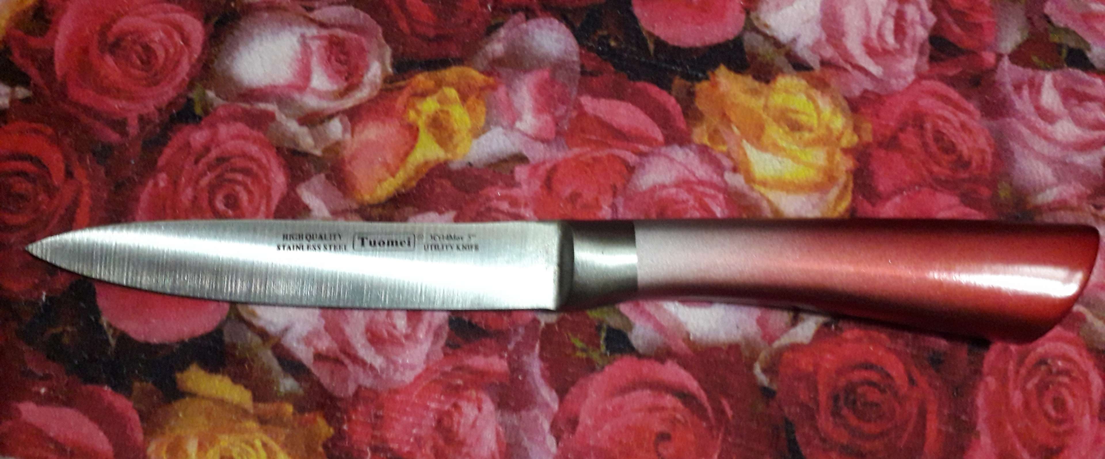 Фотография покупателя товара Нож кухонный Доляна «Спектр», лезвие 12 см, цельнометаллический, цвет МИКС - Фото 1