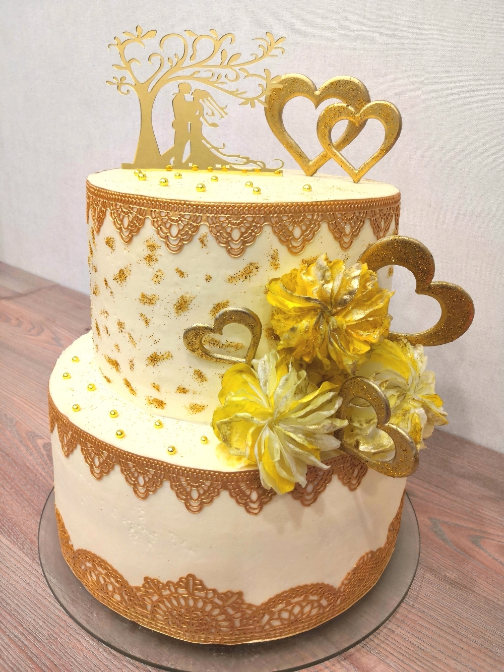 Фотография покупателя товара Топпер 13,5×15 см «Свадьба в саду», цвет золото - Фото 2