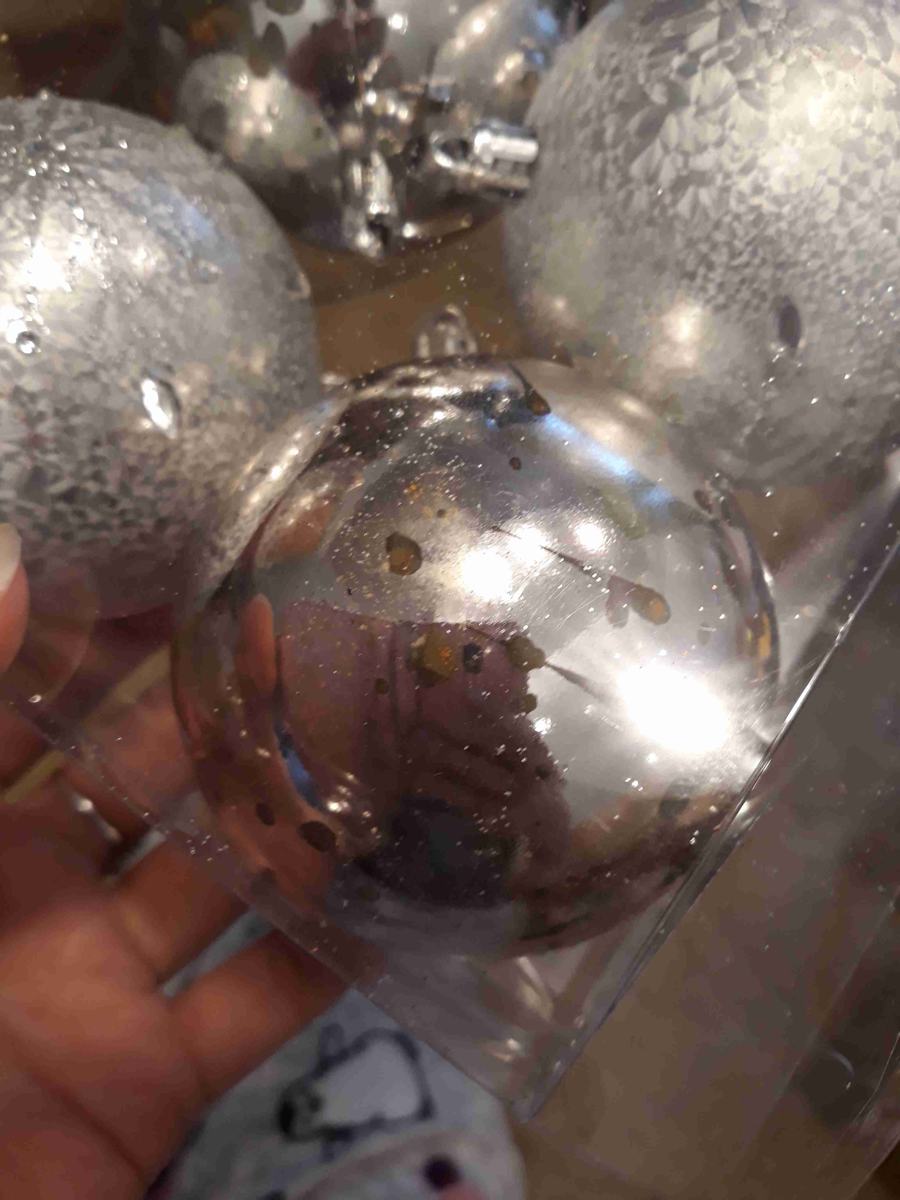 Фотография покупателя товара Набор шаров пластик d-8 см, 4 шт "Кракле капель" серебро - Фото 1