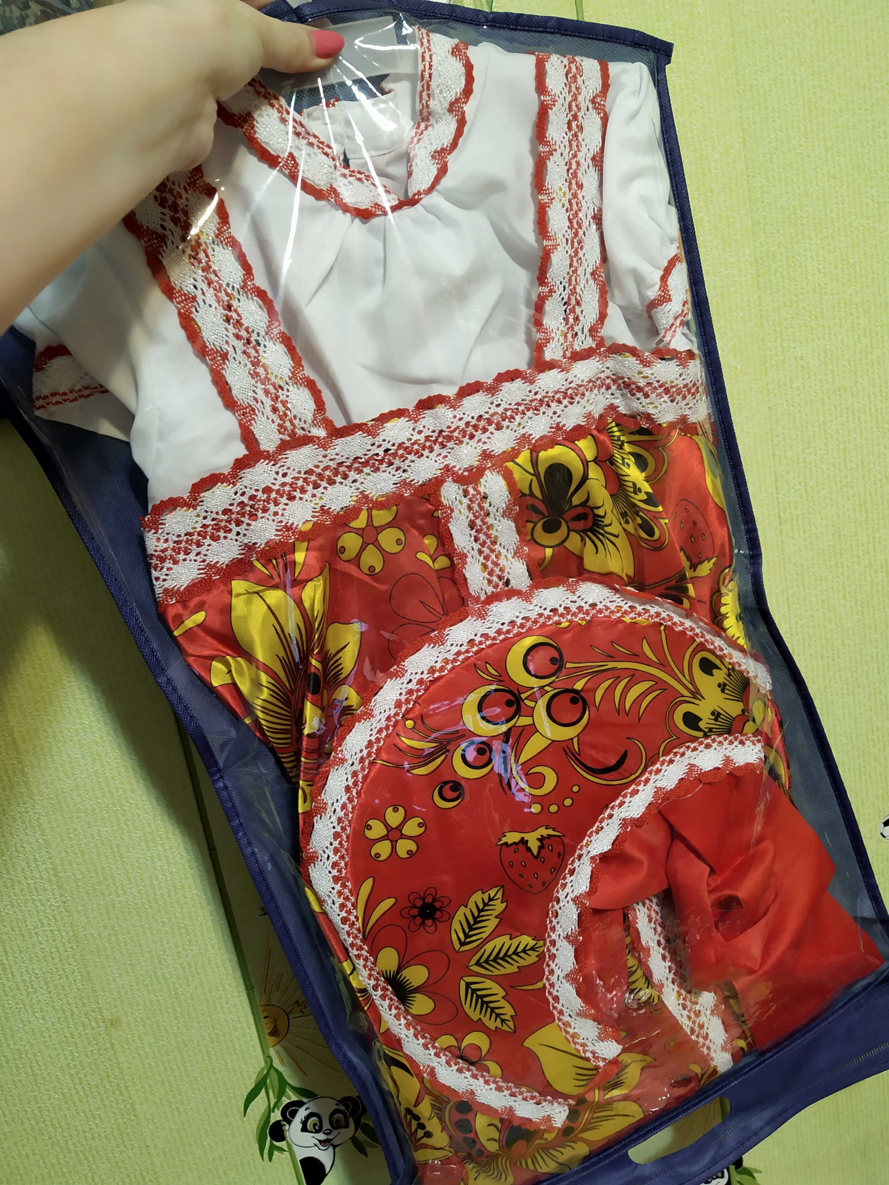 Фотография покупателя товара Русский народный костюм для девочки с кокошником, р-р 72, рост 140 см, красно-бежевые узоры