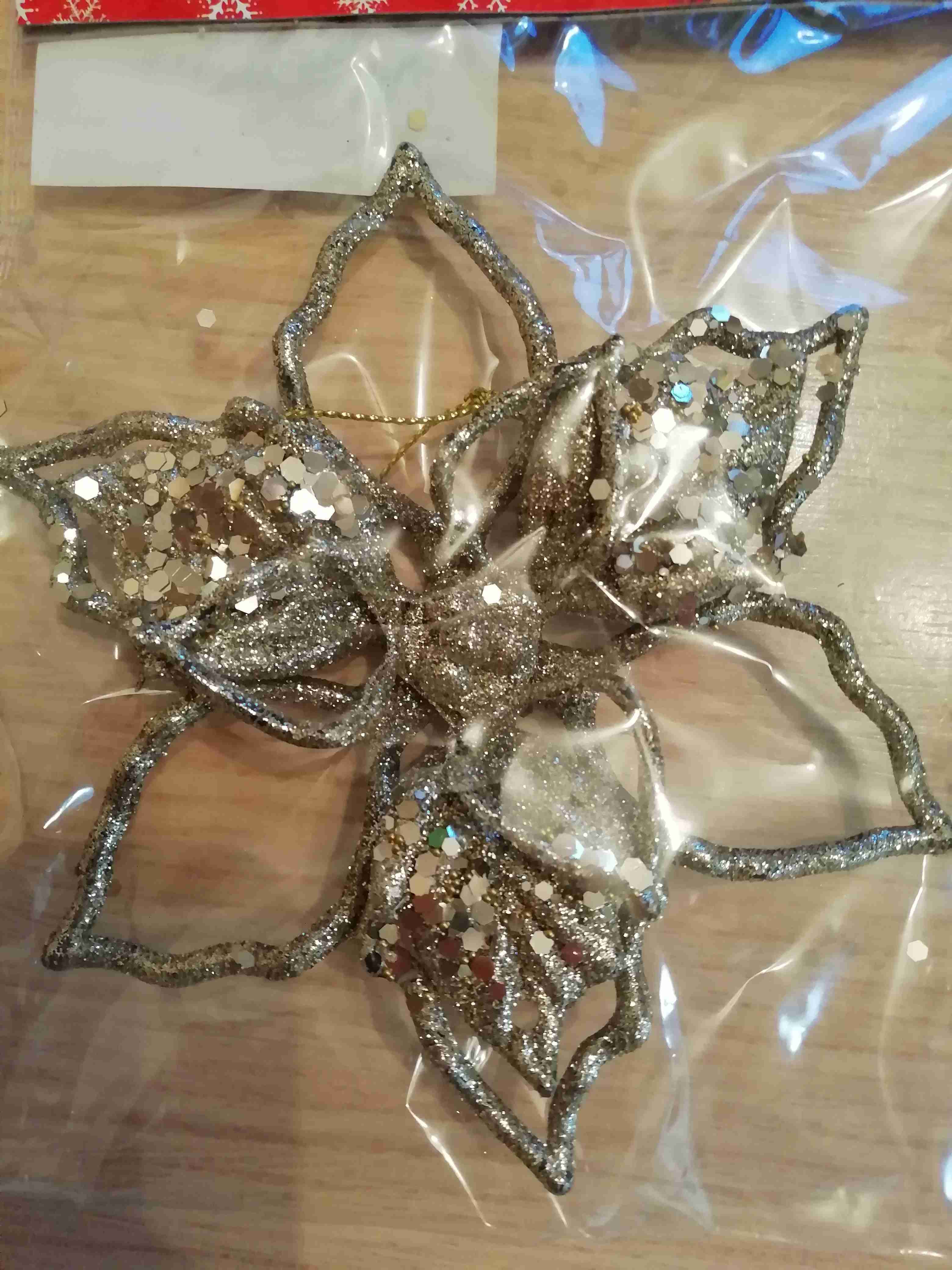 Фотография покупателя товара Ёлочная игрушка «Зимнее волшебство. Сияющая глазурь - цветок» пластик, 12.5×12.5 см, золото - Фото 7