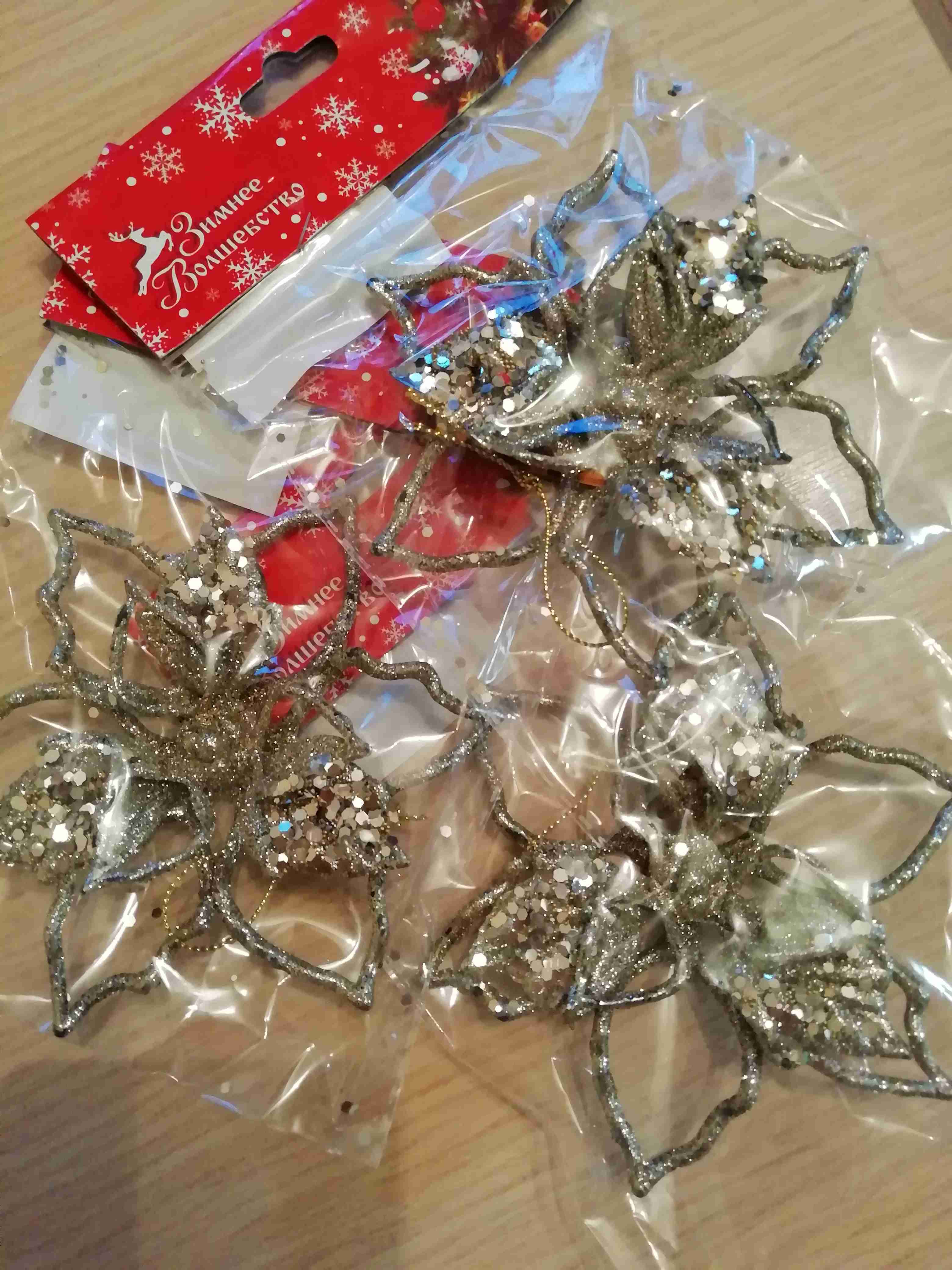 Фотография покупателя товара Ёлочная игрушка «Зимнее волшебство. Сияющая глазурь - цветок» пластик, 12.5×12.5 см, золото - Фото 6