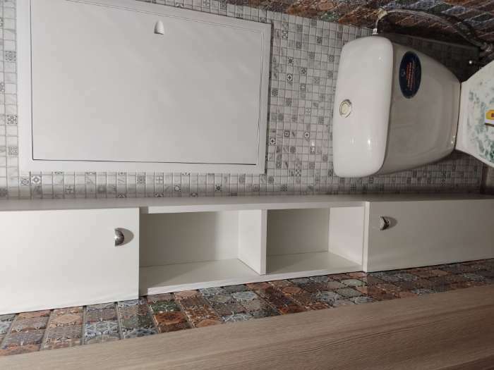 Фотография покупателя товара Пенал для ванной комнаты узкий "Вега 16" белый, 200 см х 20 см х 20 см - Фото 4