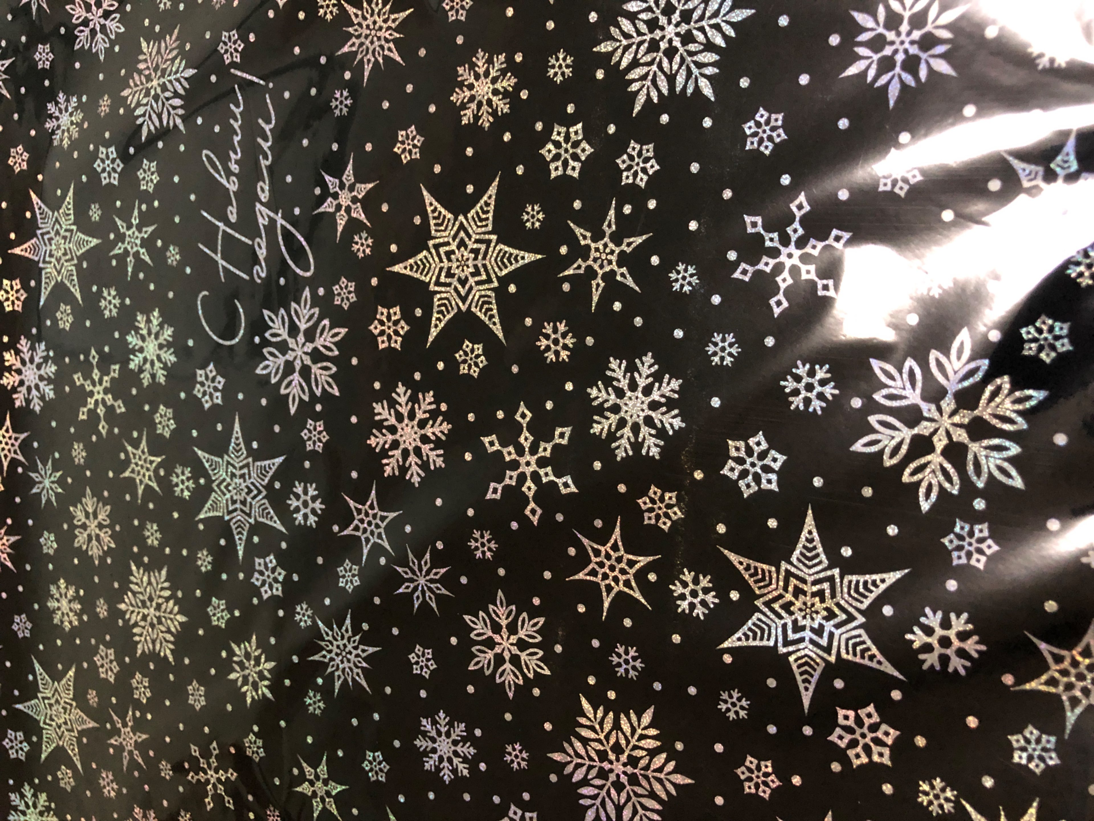 Фотография покупателя товара Плёнка упаковочная голография «Новогоднее настроение», 70 × 100 см - Фото 1