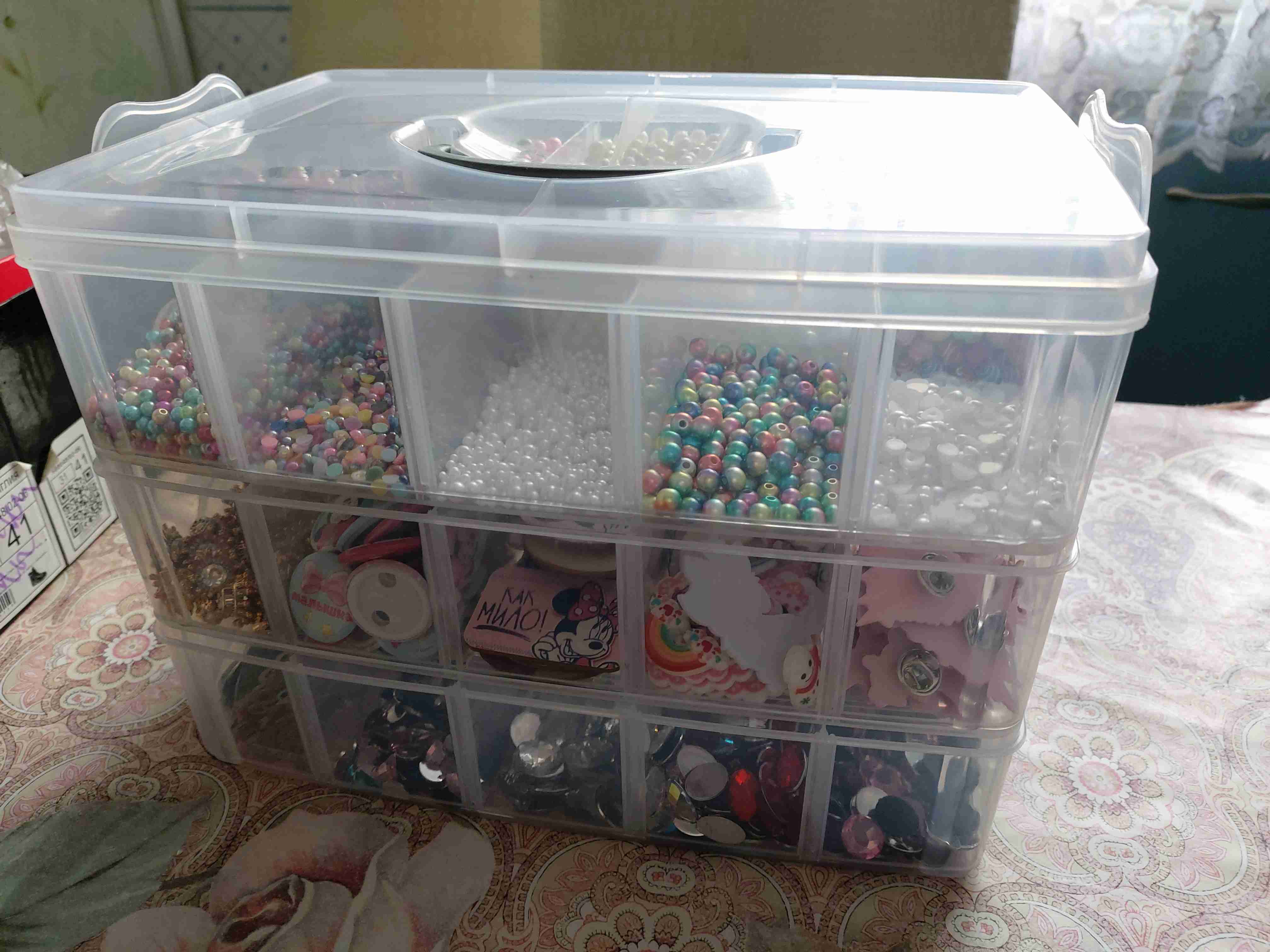 Фотография покупателя товара Бокс пластиковый для хранения, 2 яруса, 20 отделений, цвет МИКС - Фото 12