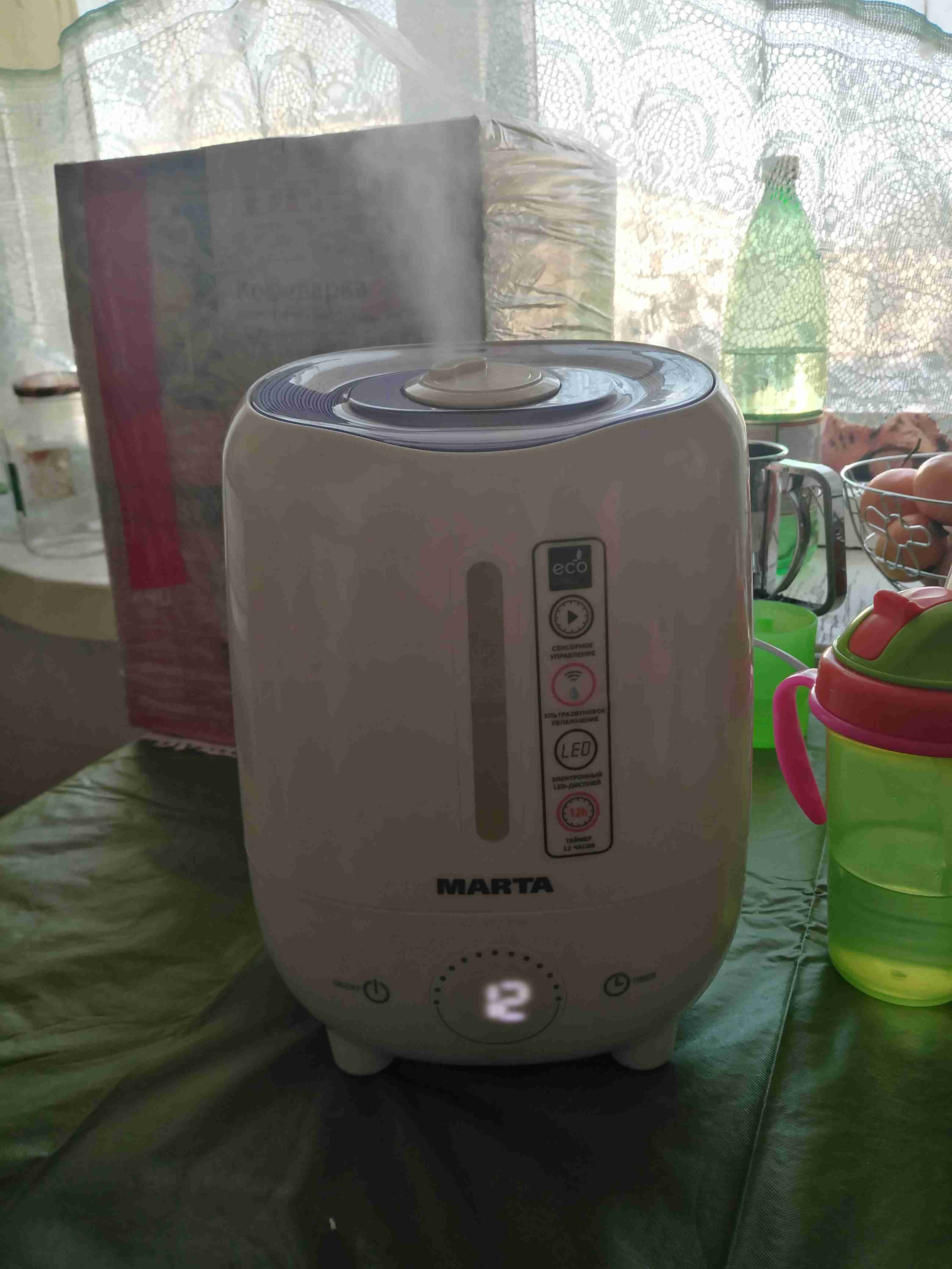 Фотография покупателя товара Увлажнитель воздуха Marta MT-2686, ультразвук., 2.5 л, 20 Вт, таймер/темп., фиолетовый - Фото 1