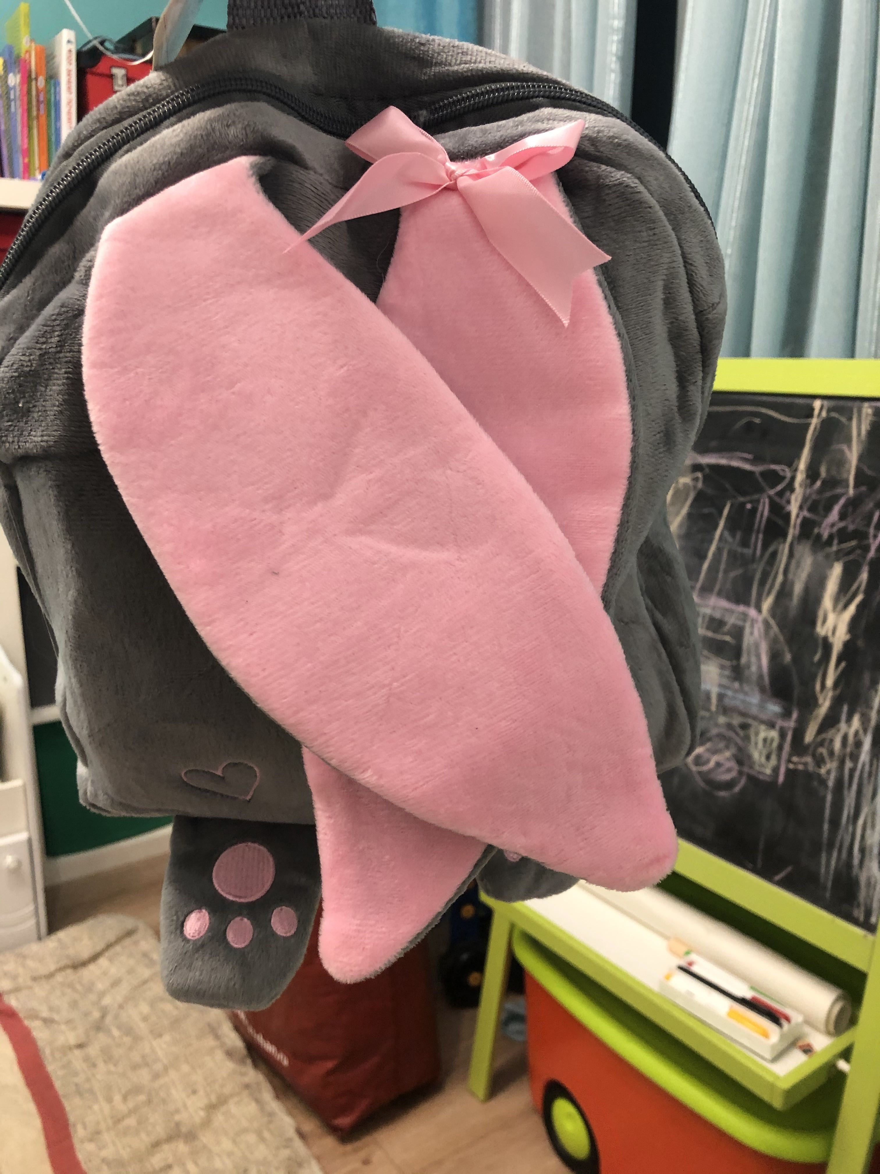 Фотография покупателя товара Рюкзак детский плюшевый «Зайка с сердечком», 28х4х28 см