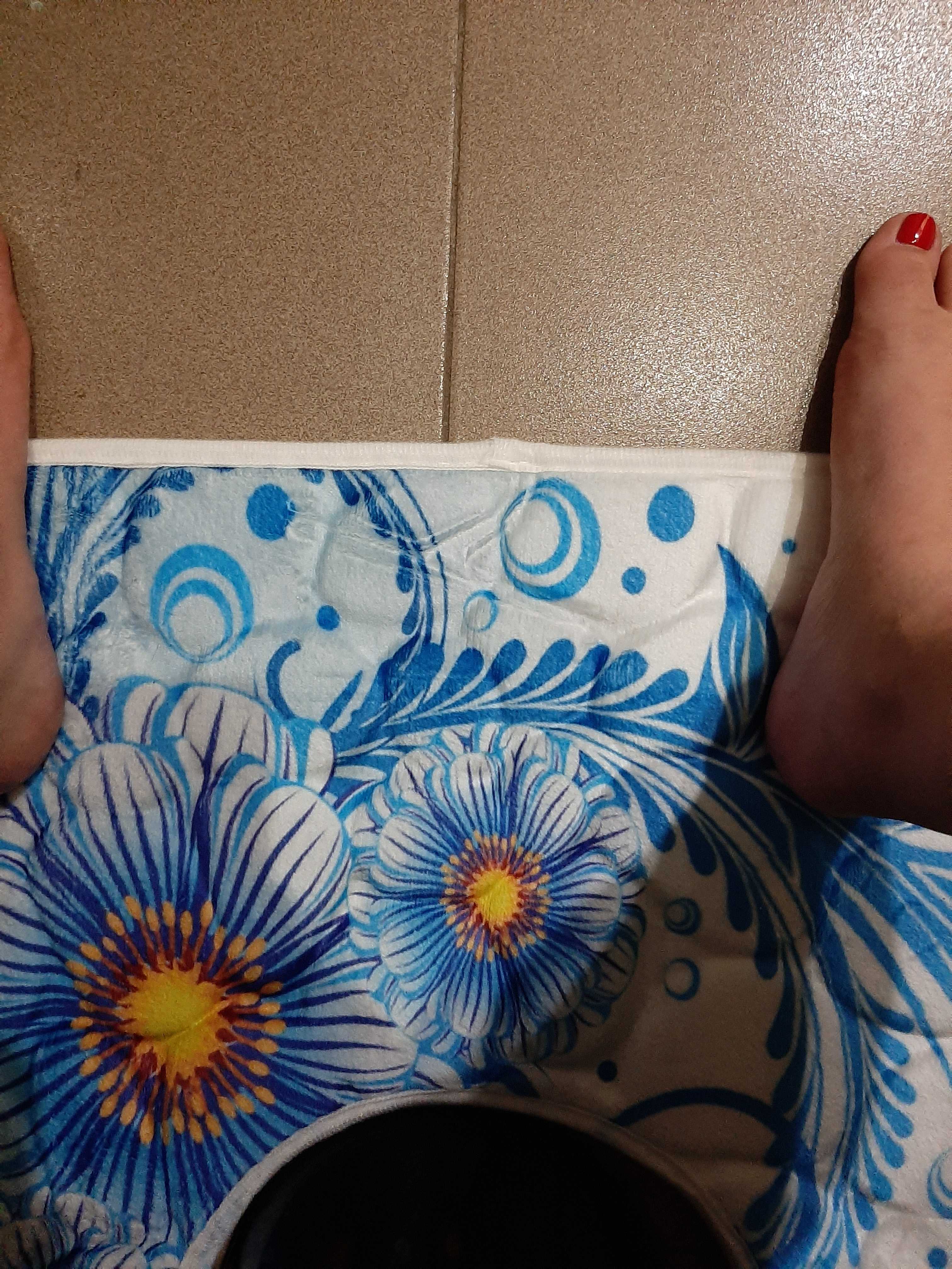 Фотография покупателя товара Набор ковриков для ванны и туалета 3 шт 36х40, 40х50, 50х80 см "Синие цветы" - Фото 2