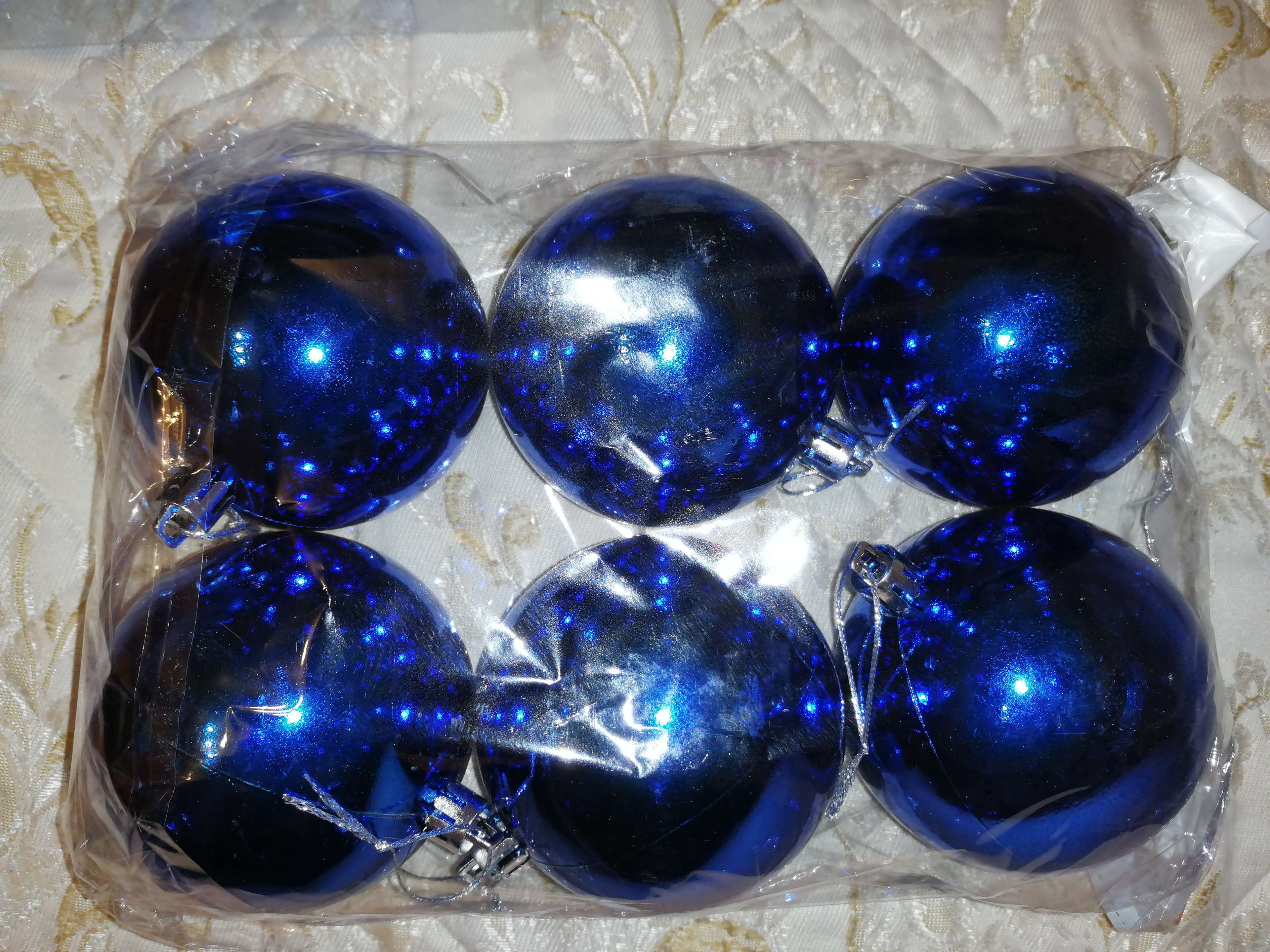 Фотография покупателя товара Набор шаров пластик d-8 см, 6 шт "Глянец" синий