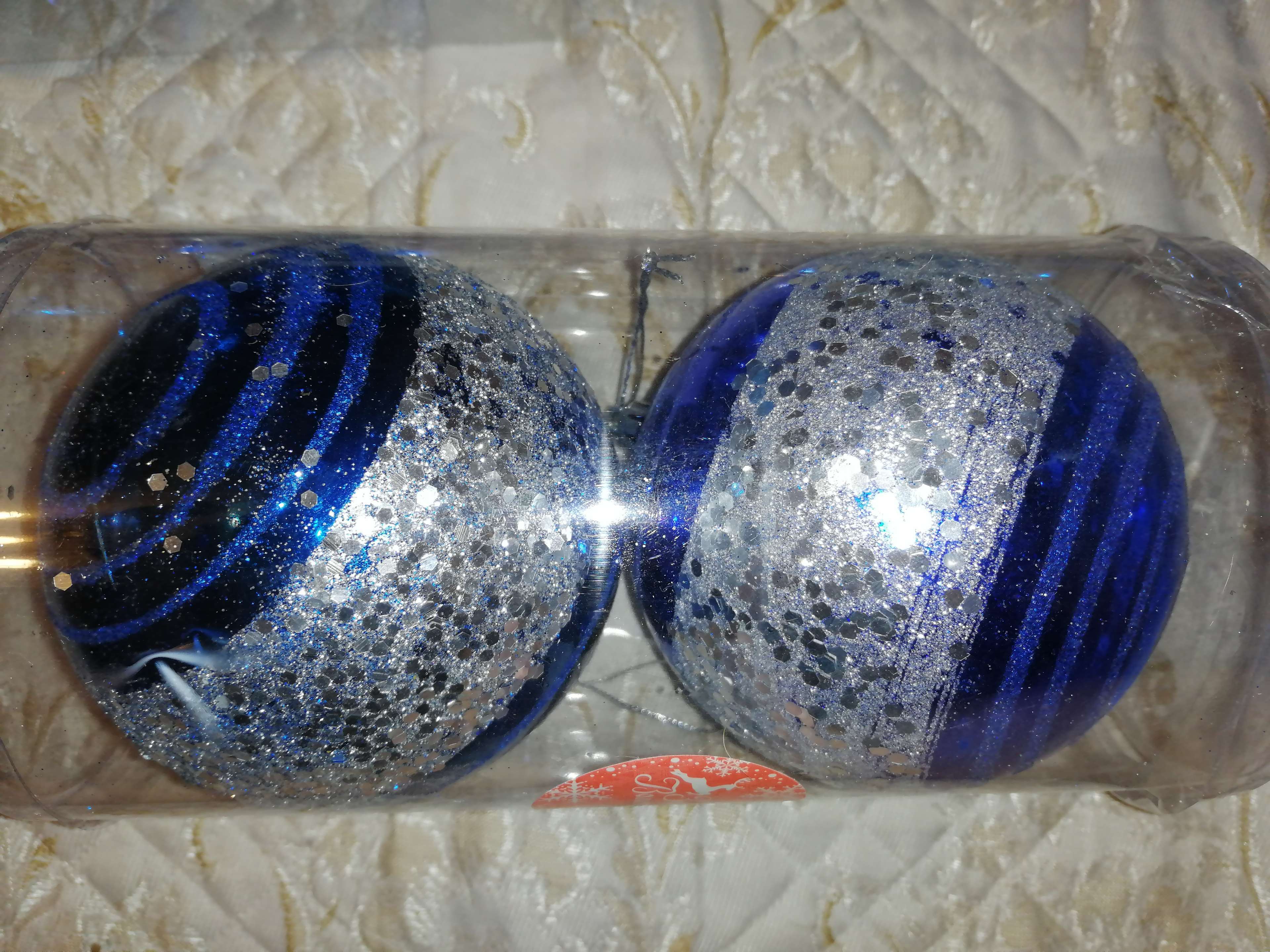 Фотография покупателя товара Набор шаров пластик d-10 см, 2 шт "Серебристая иллюзия" синий