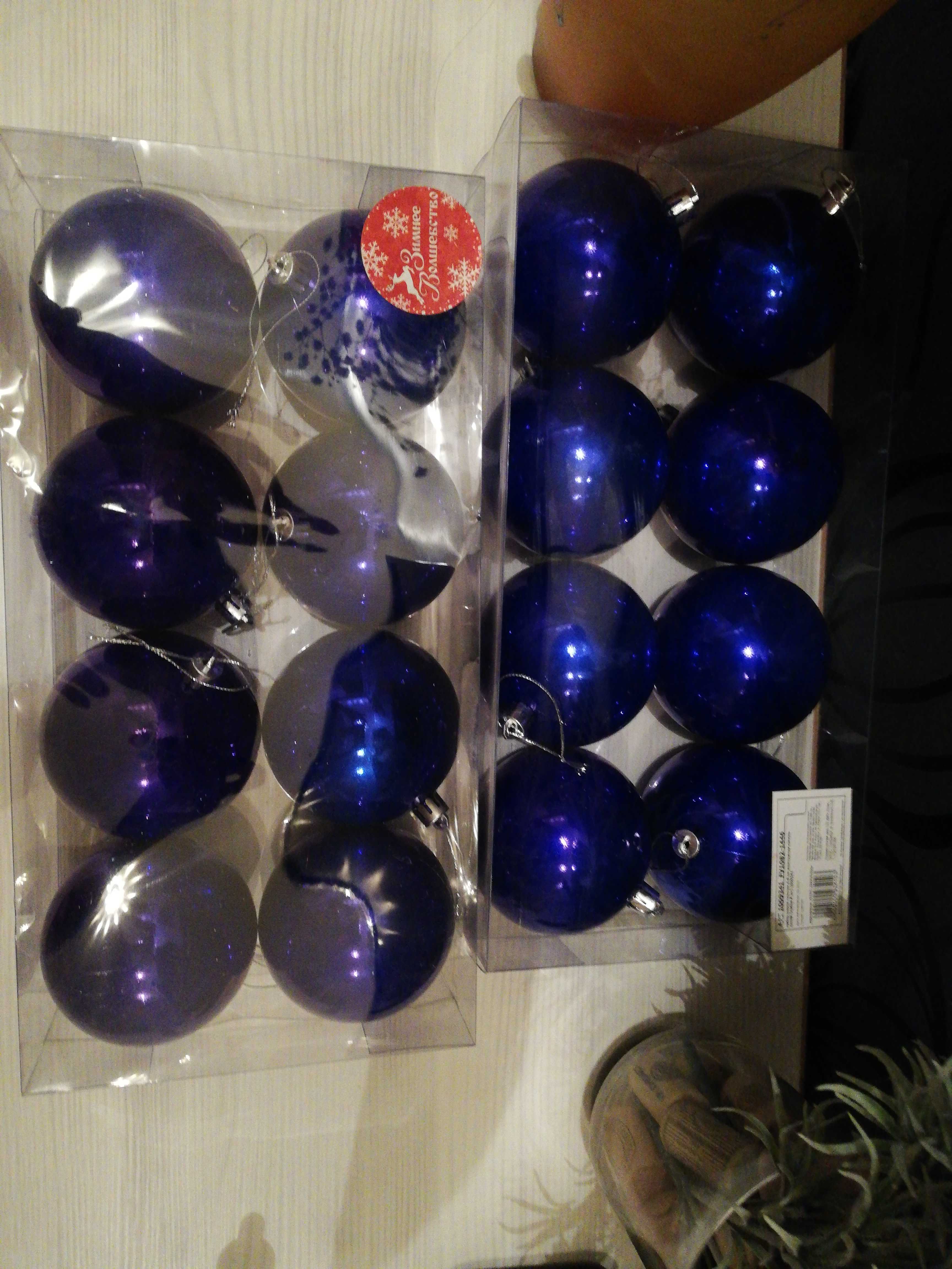 Фотография покупателя товара Набор шаров пластик d-8 см, 8 шт "Глянец" синий - Фото 2