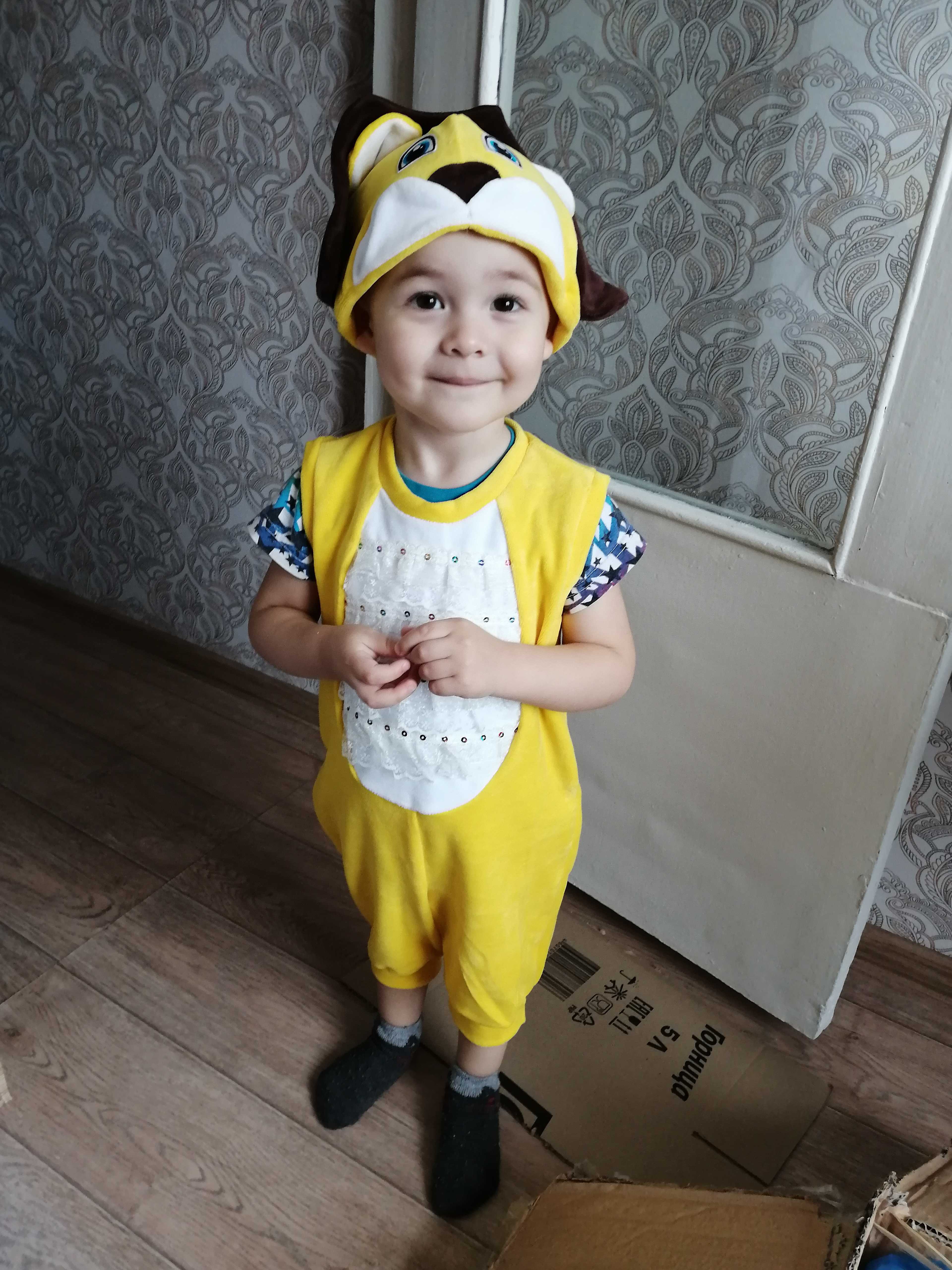 Фотография покупателя товара Карнавальный костюм для мальчика "Лев" от 1,5-3-х лет, велюр, 2 предмета: комбинезон, шапка - Фото 1