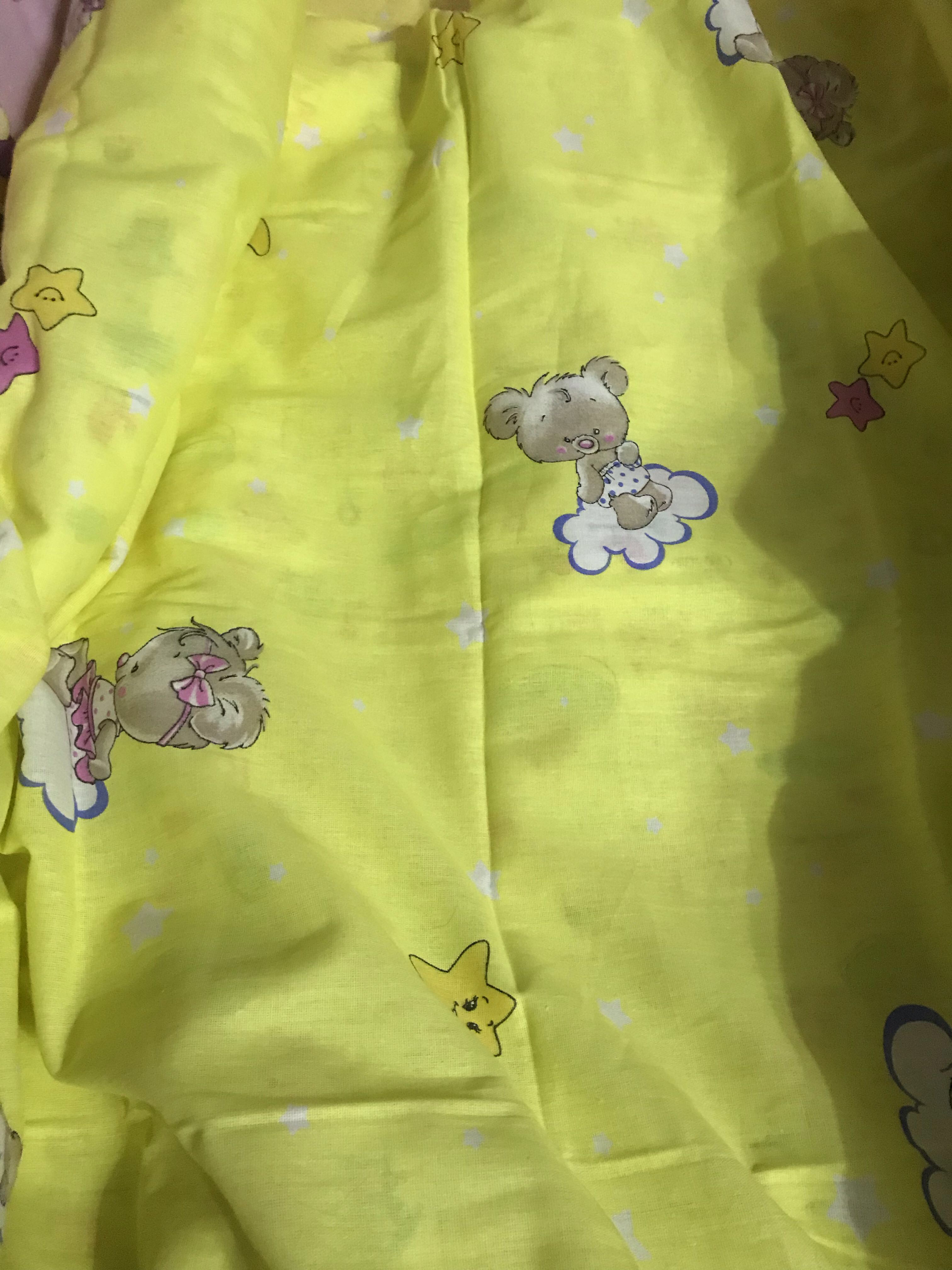 Фотография покупателя товара Постельное бельё детское "Мишки в облаках", цвет желтый, 112×147, 100×150, 40×60 1 шт, бязь, хл100 120 г/