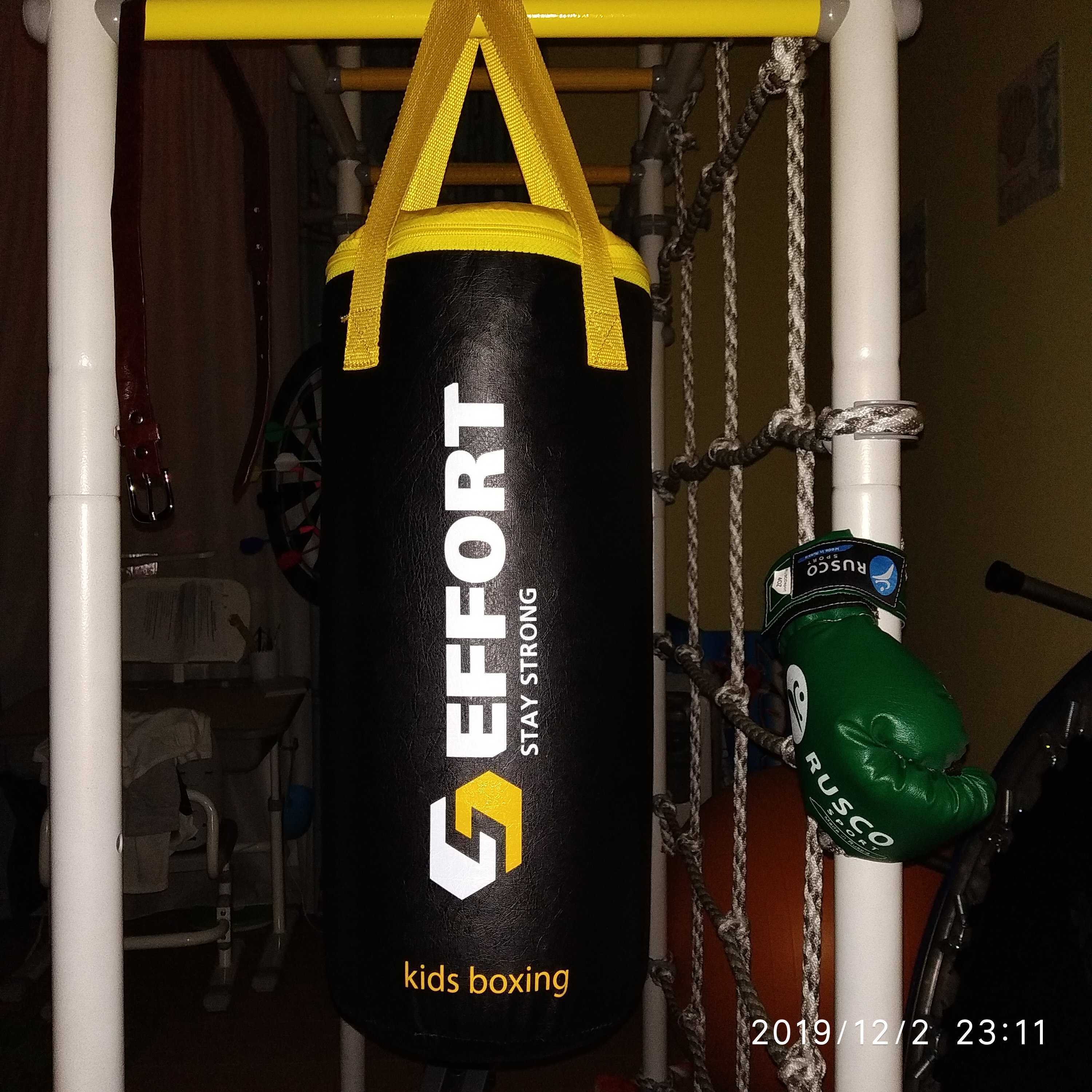 Фотография покупателя товара Боксёрский мешок EFFORT KIDS, вес 7 кг, на ленте ременной - Фото 3