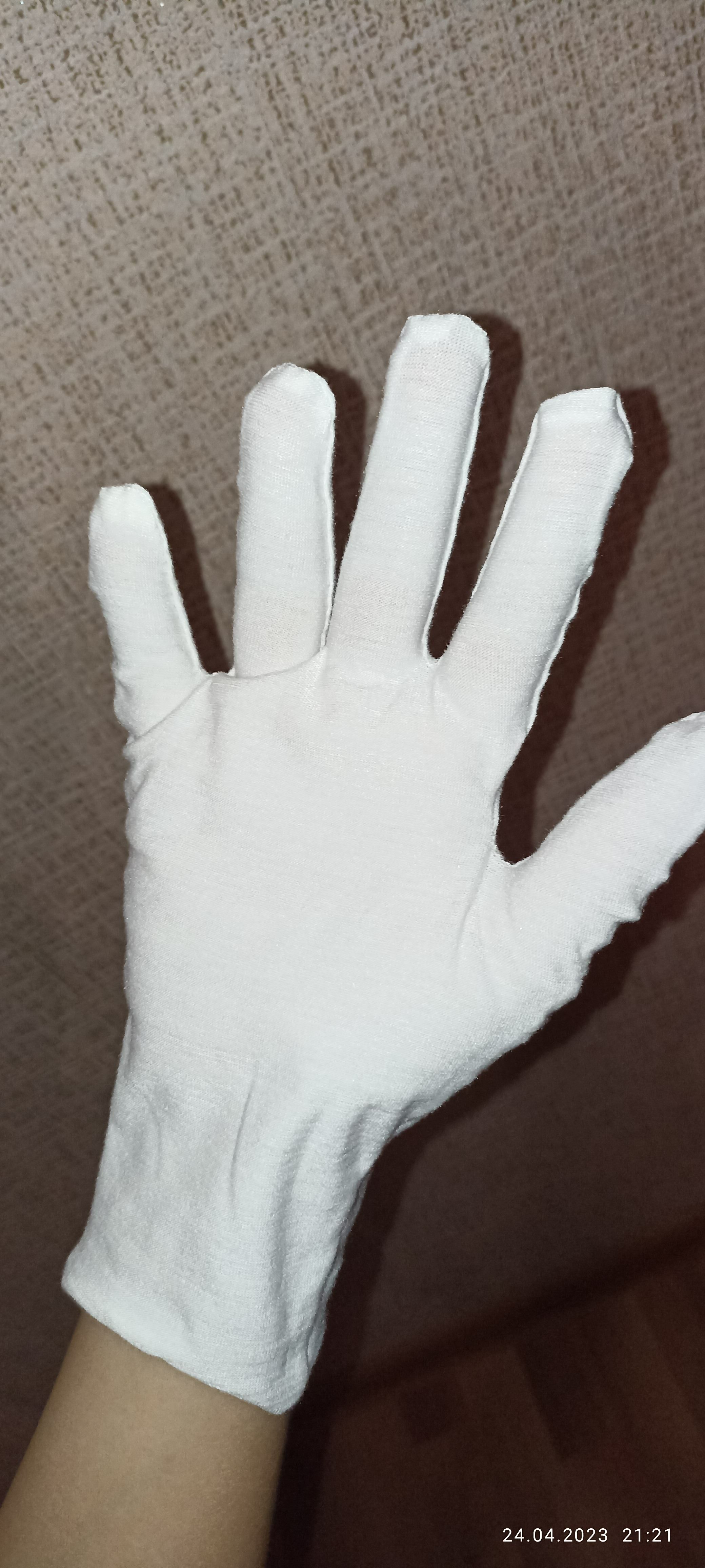 Фотография покупателя товара Перчатки хлопковые, размер M, пара, фасовка 12 шт, цвет белый - Фото 1